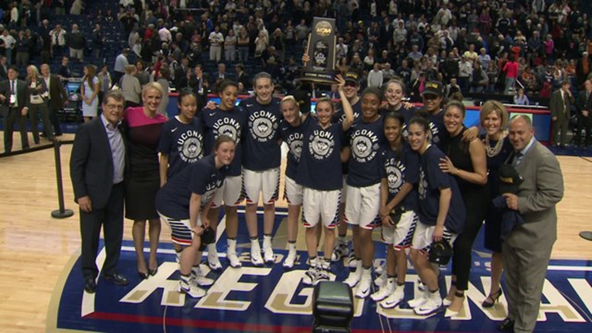 UConn women celebrate after big win over Texas