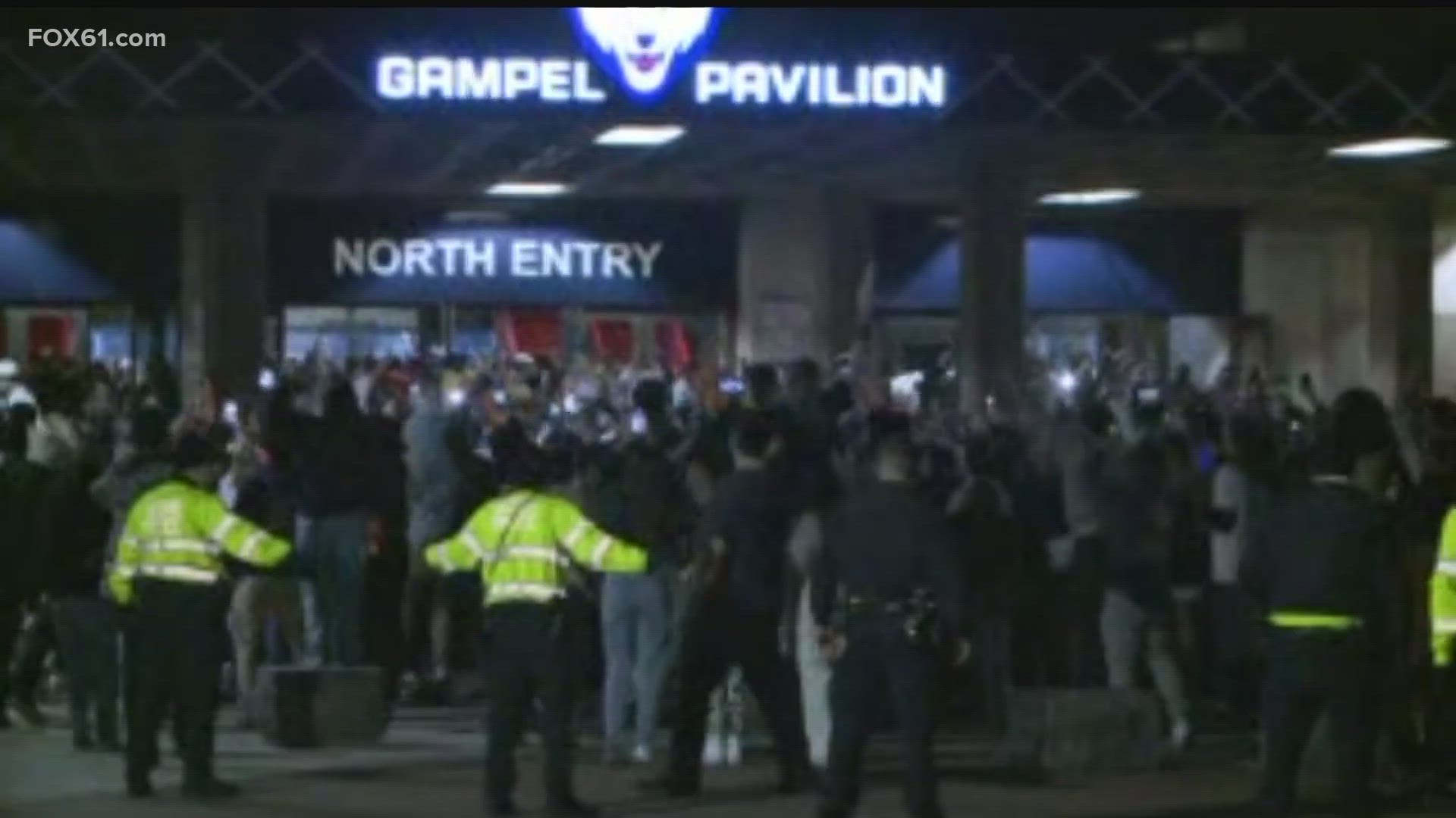 Gampel Pavilion in Storrs was sold out for the game on Monday night and their celebration spilled out onto the streets.