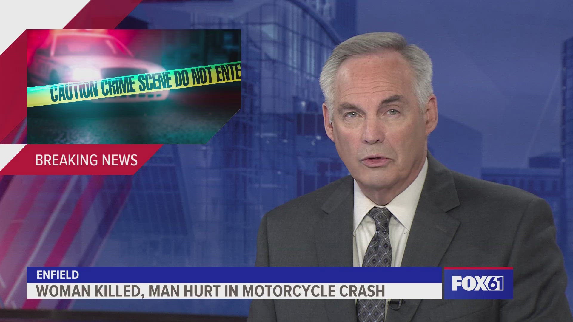 The collision happened near 35 Somers Road. A woman from Springfield, Mass. was killed. Police say she was a passenger on the motorcycle.