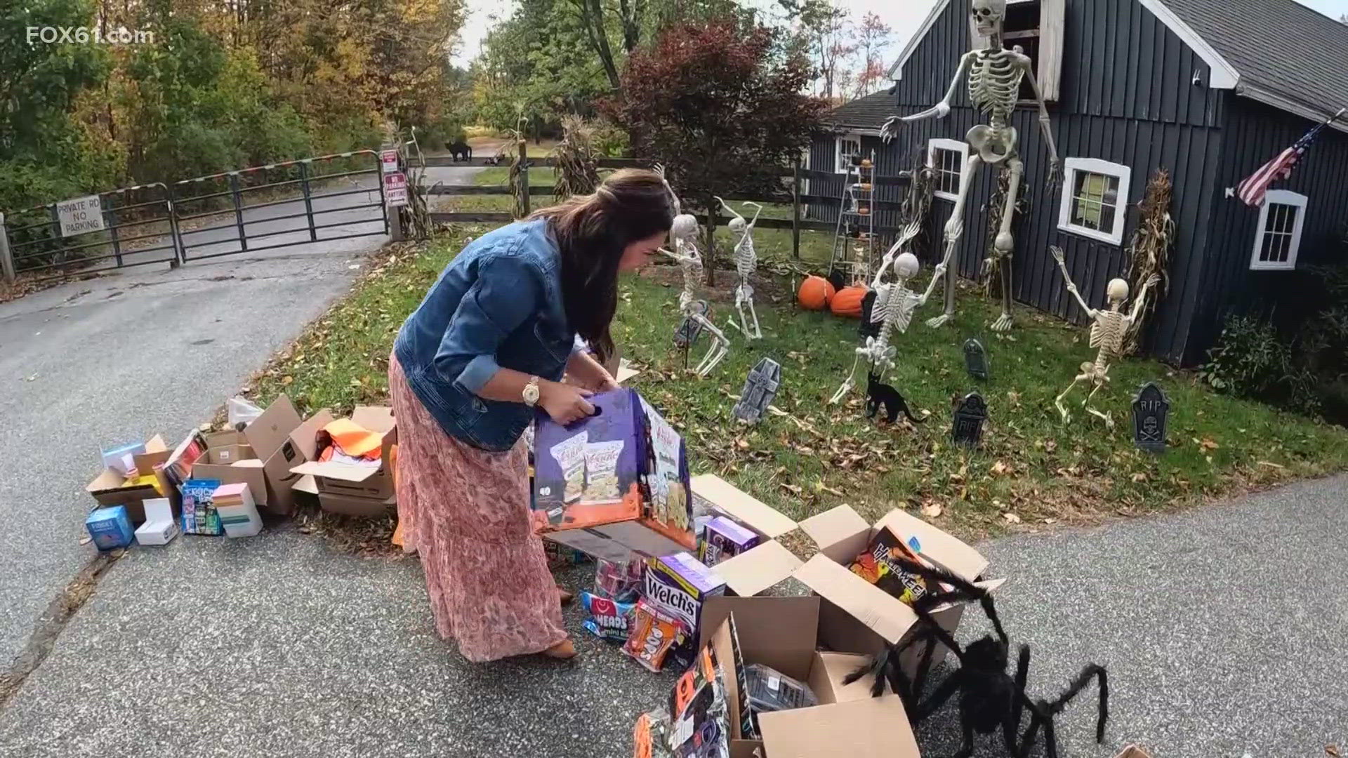 A Litchfield small business owner is sending Halloween spirit by the boxload to flood victims.