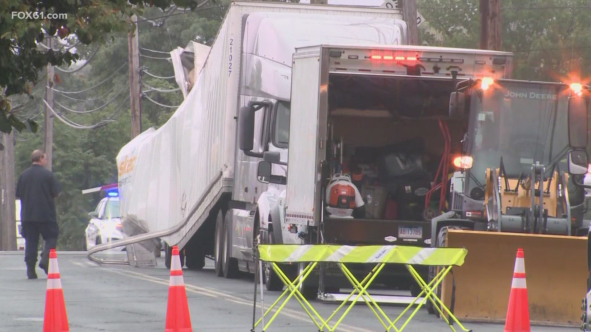 No major injuries were reported after the Amtrak train, traveling from Springfield, crashed into the trailer of the truck.