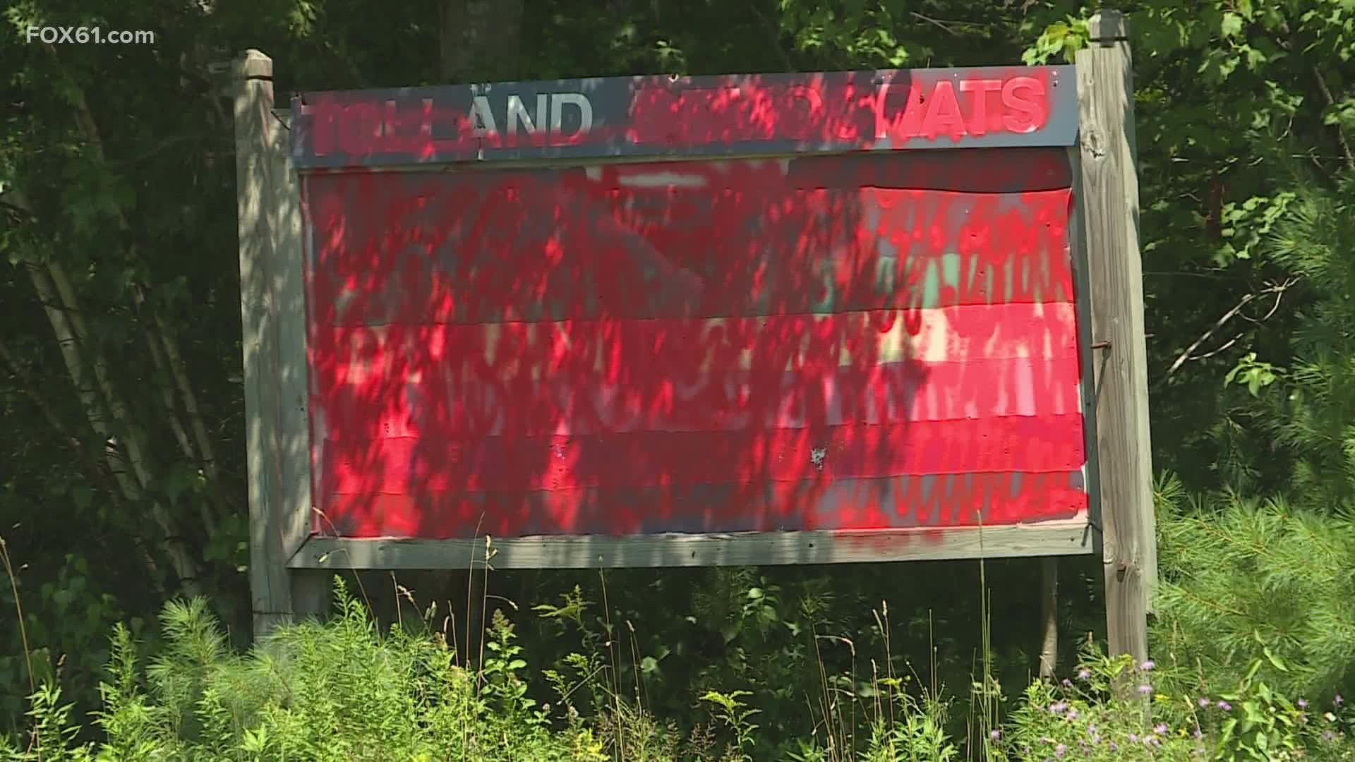 The sign showed support for the LGBTQ community and tow officials are looking for the suspects.