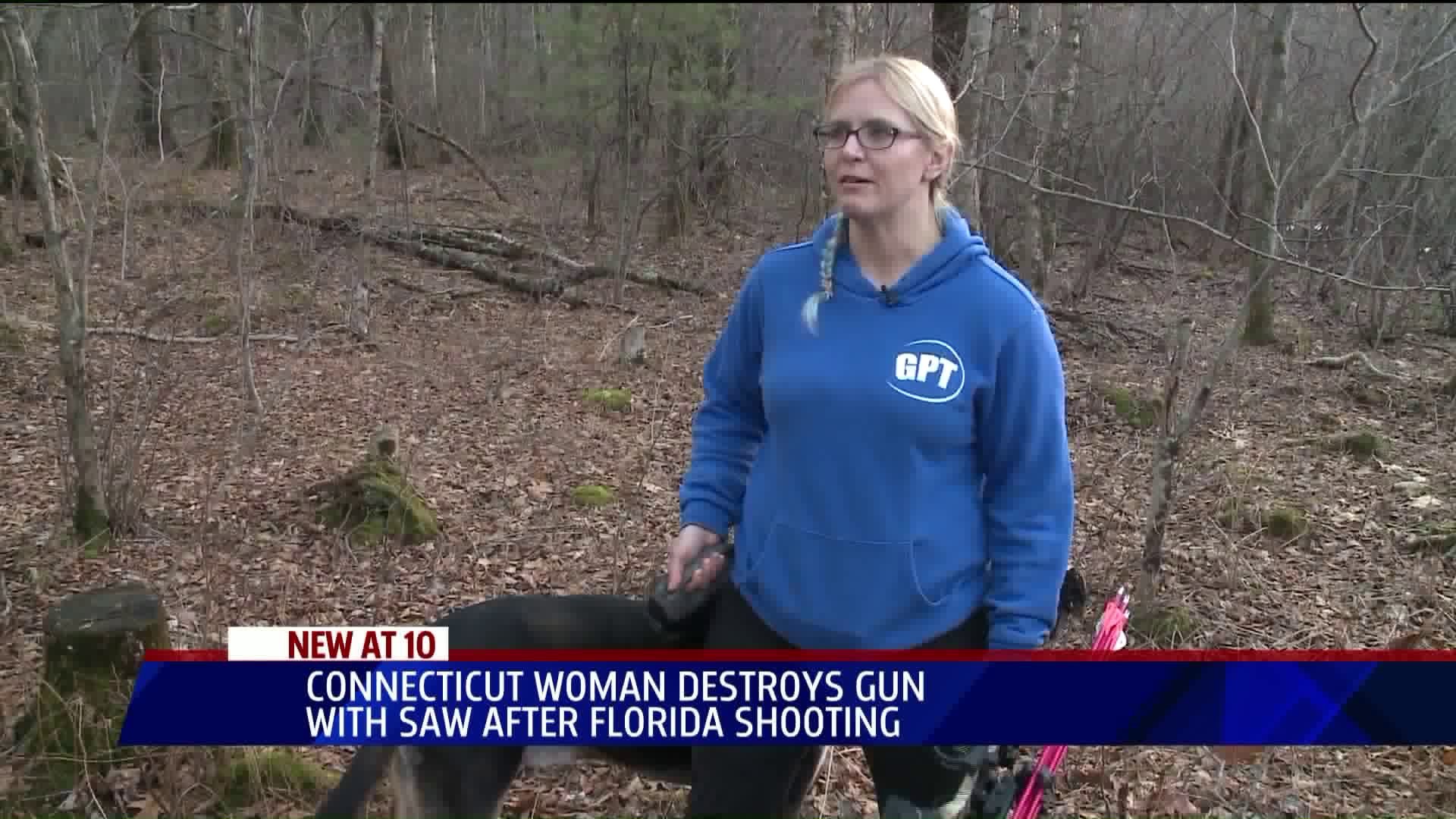 Woman cuts gun