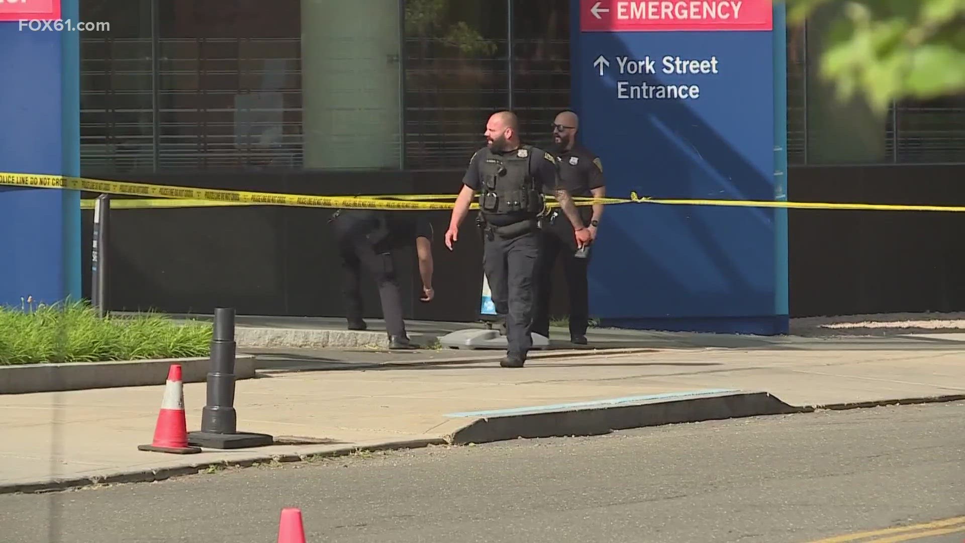 A shooting just outside of Yale New Haven Hospital led to a large police presence Monday afternoon. Officials said there were no reports of anyone being injured.