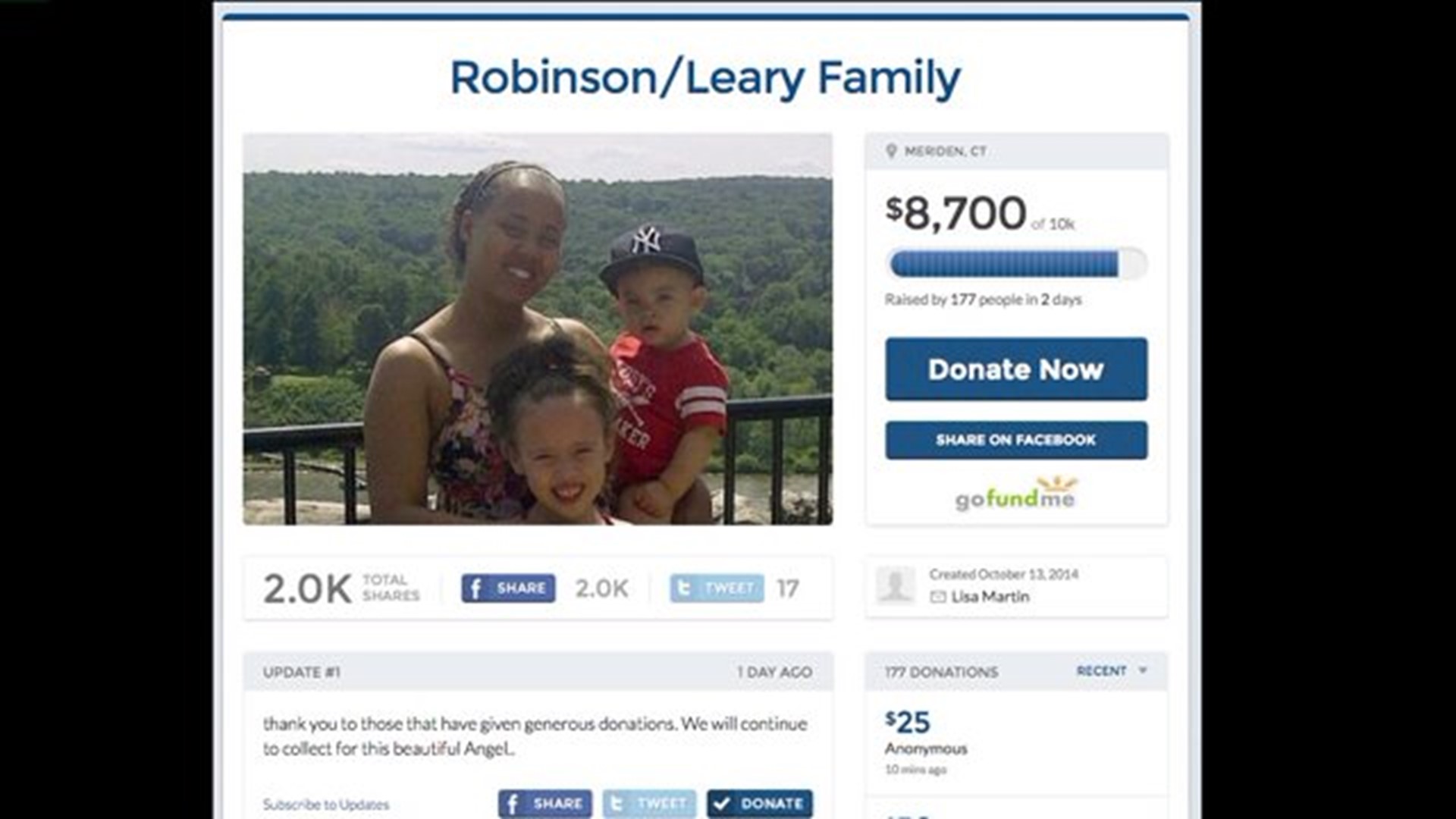 GoFundMe site raises money for victims family