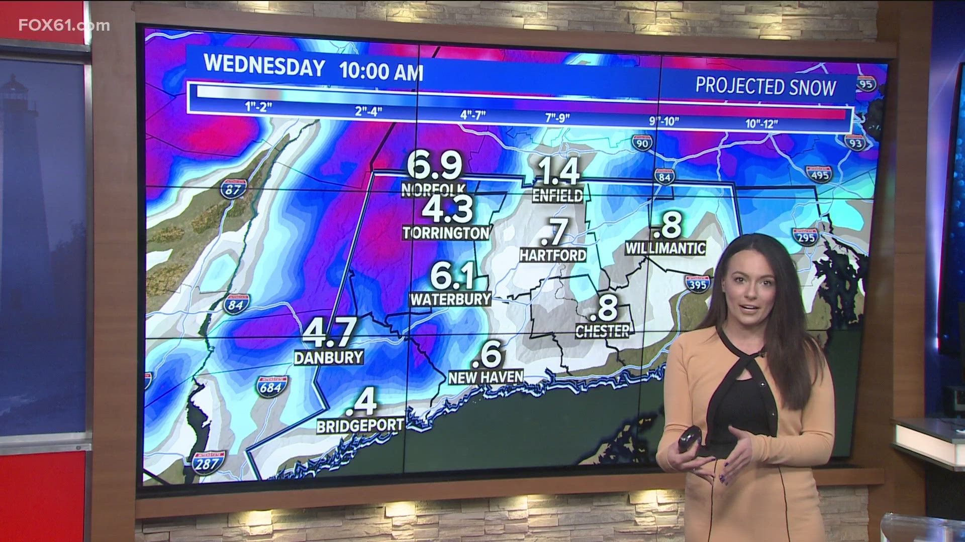 Meteorologist Rachel Piscitelli has a look at the projected snow totals for the nor'easter in CT.