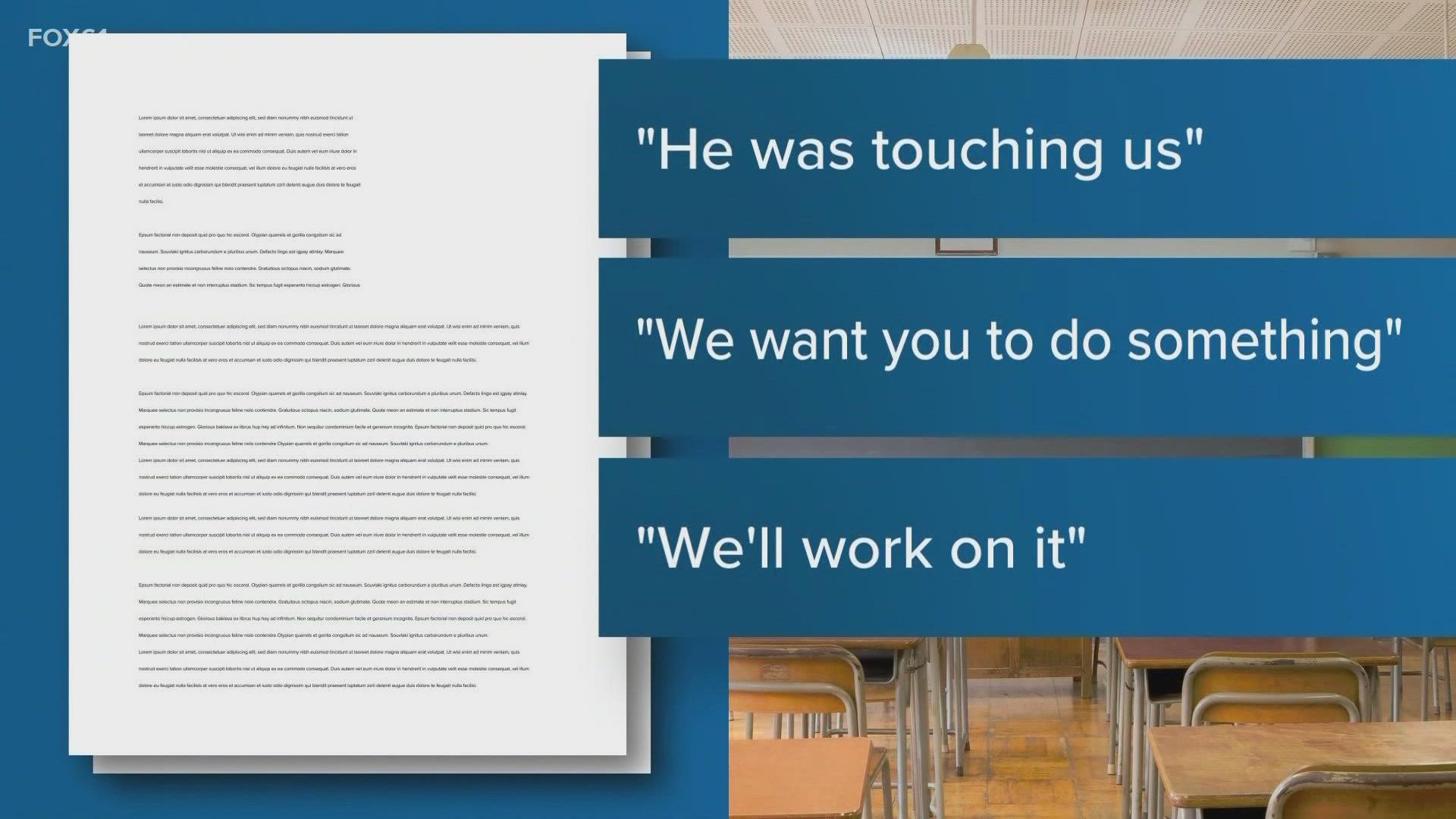 The arrest warrants for accusations of sexual misconduct at the Plymouth Center School are filled with personal accounts.