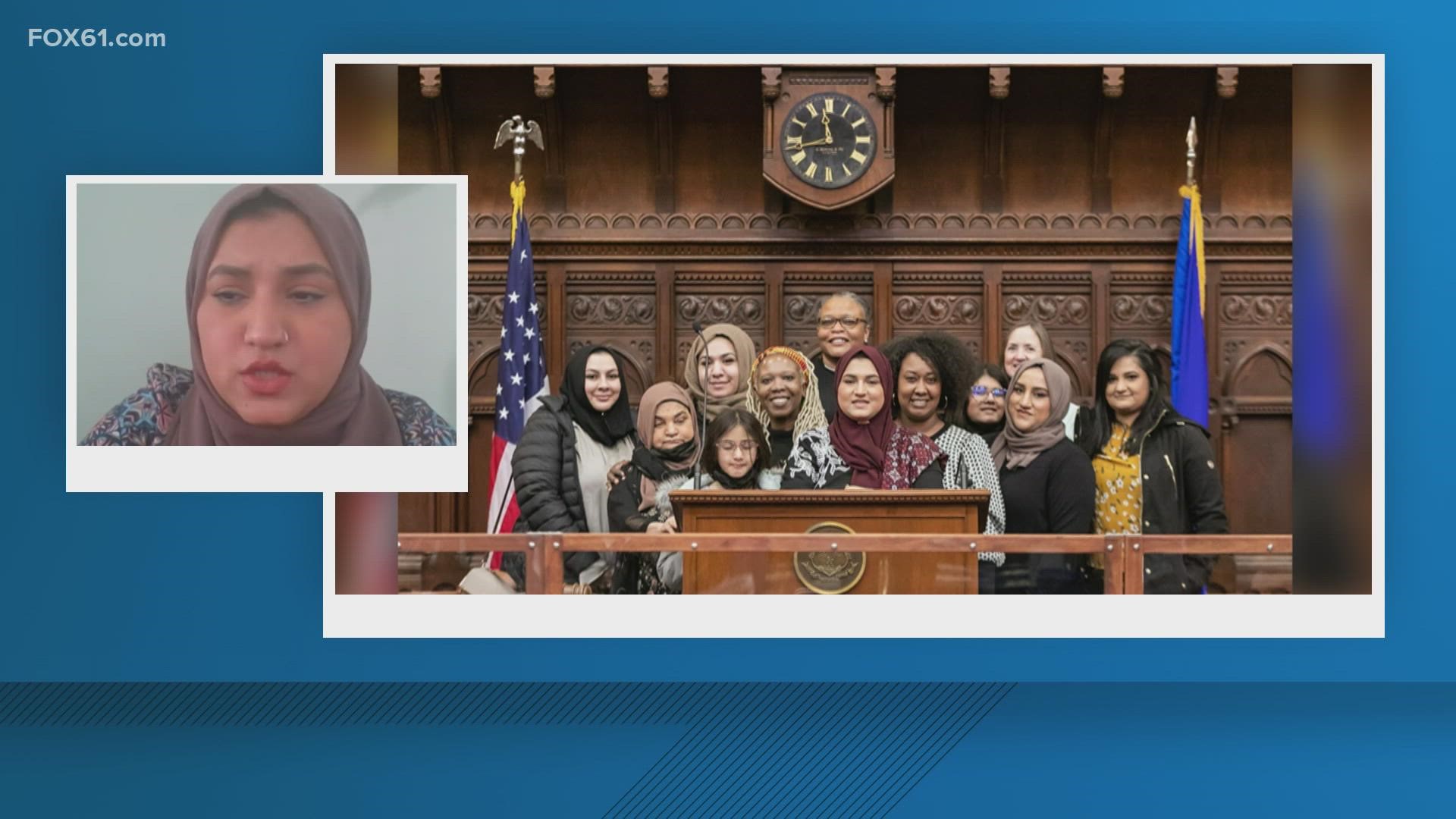 Kahn was sworn in Monday, just in time for International Women's Day. She is the first Muslim member of the Connecticut House.