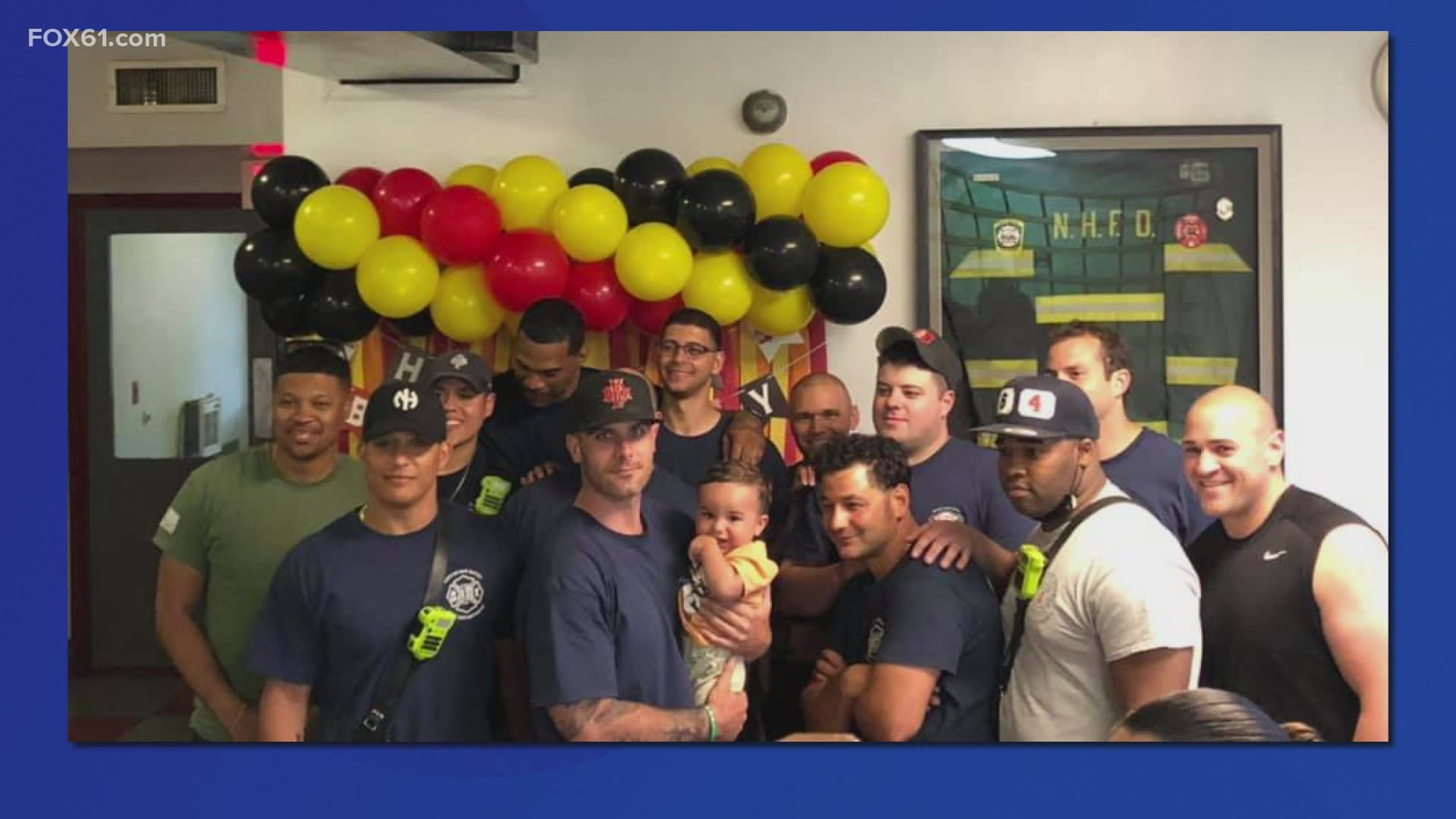 Oliver Torres, the son of the late New Haven firefighter Ricardo Torres Jr., turned 1-year-old and one firehouse helped him celebrate it.