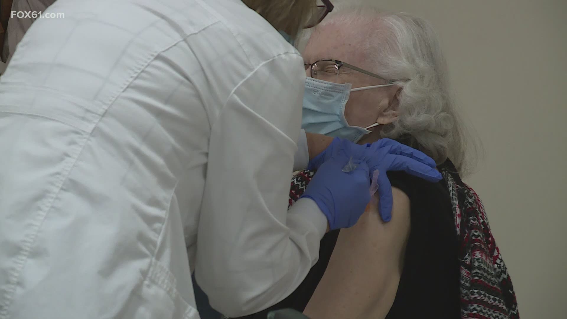 About 100 people were vaccinated Thursday at the Meriden Senior Center. But not all of them were Meriden residents.