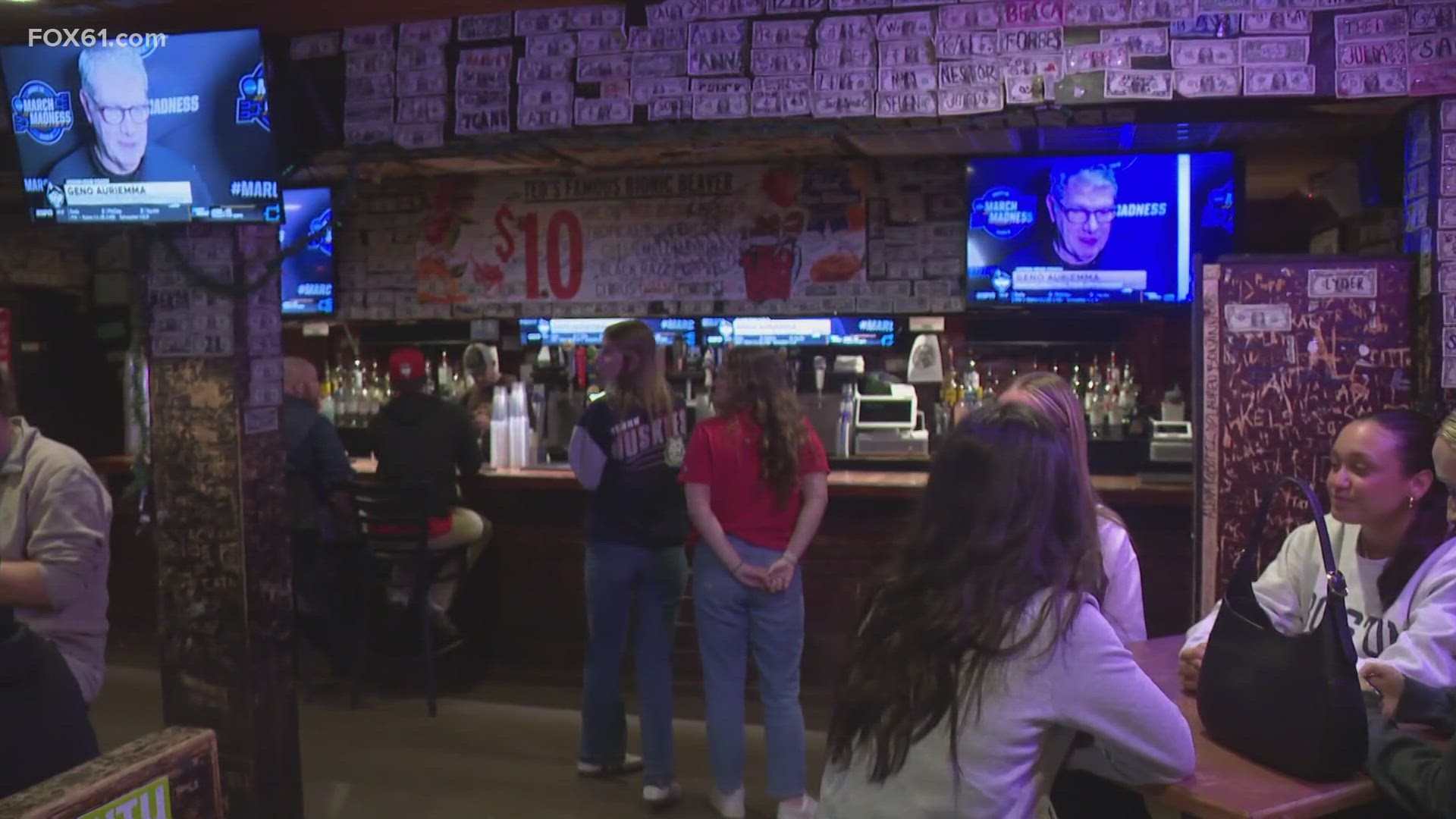 The spirit of UConn nation is alive and well in Storrs as fans showed up early Monday to Ted's Restaurant and Bar on campus to watch the women's basketball game.