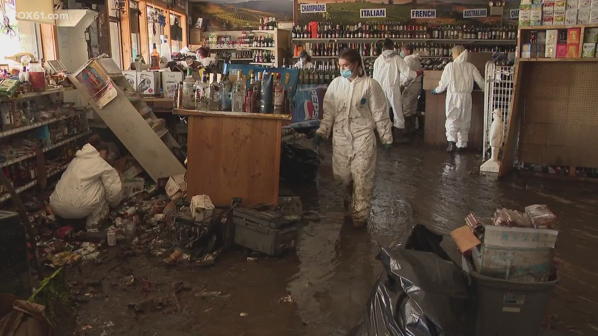 Small business owners in Connecticut's most flood-struck areas are coping in the aftermath of destruction. Klarides Village in Seymour was hit hard.