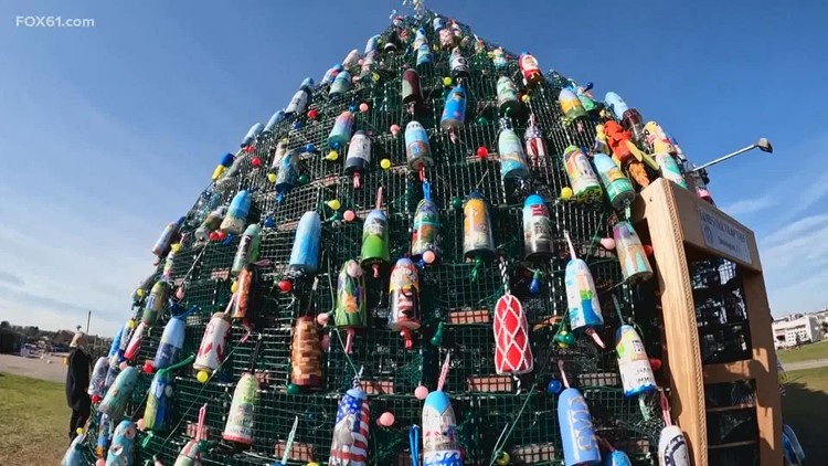 The Lobster Trap Tree is back in Stonington