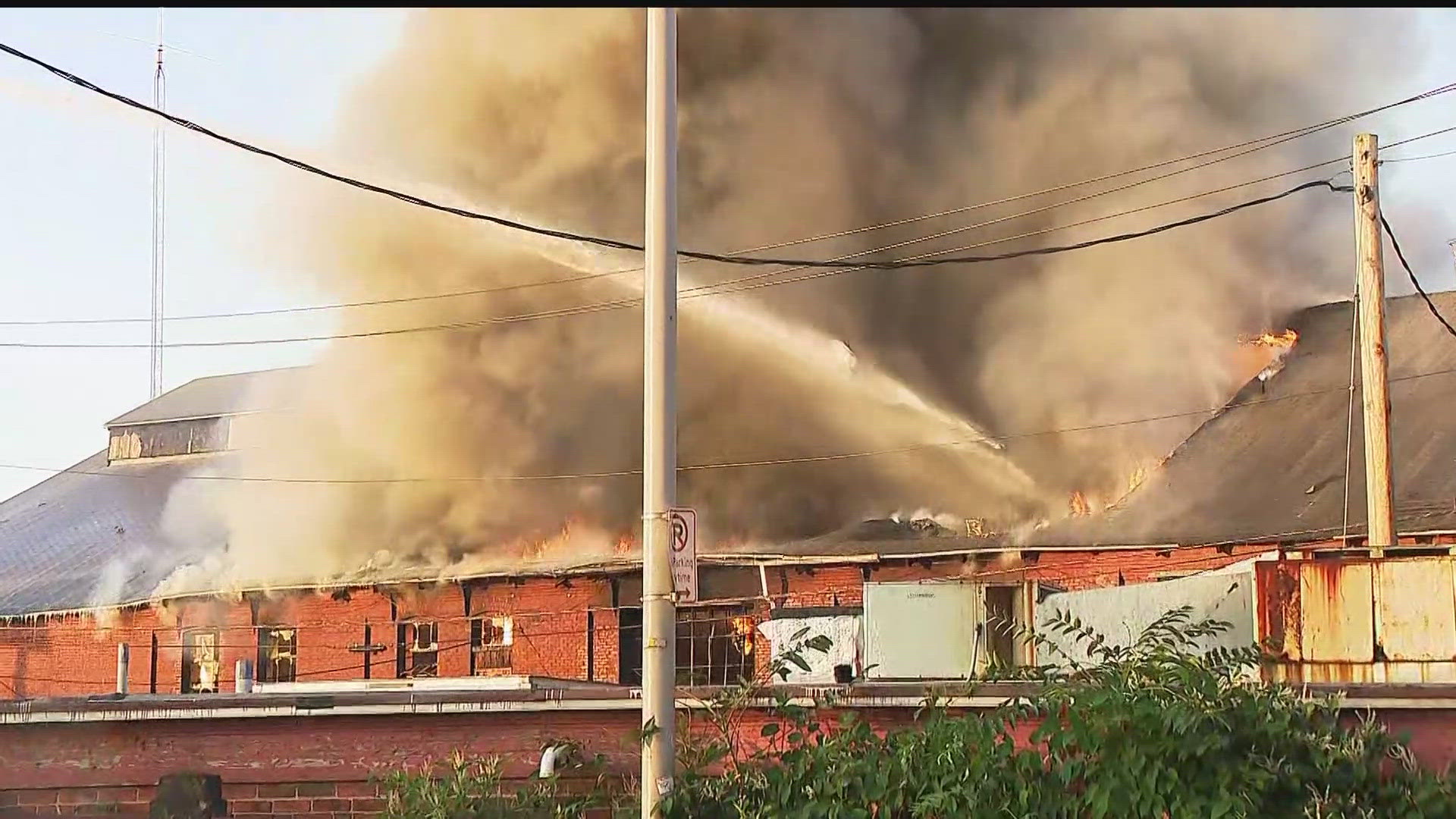 New Haven firefighters are battling a blaze at a building in the city Wednesday morning.