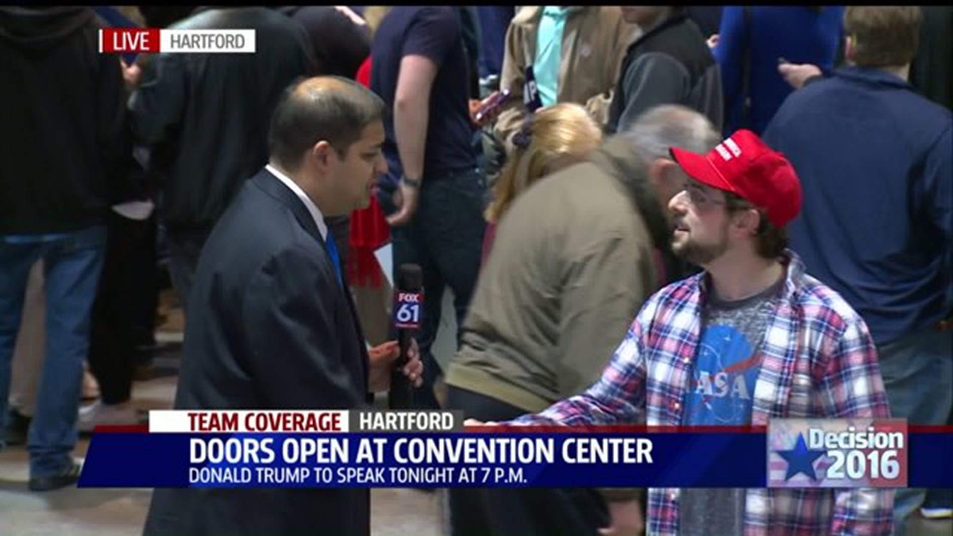 Trump supporters filing into Convention Center