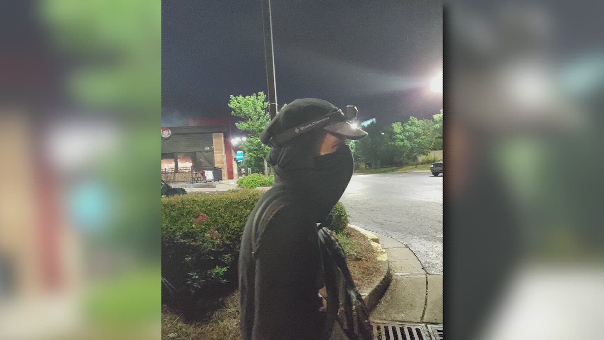 The fire was set Saturday night during protests over the death of Rayshard Brooks. Authorities want to identify the person in the photo is connection to the arson