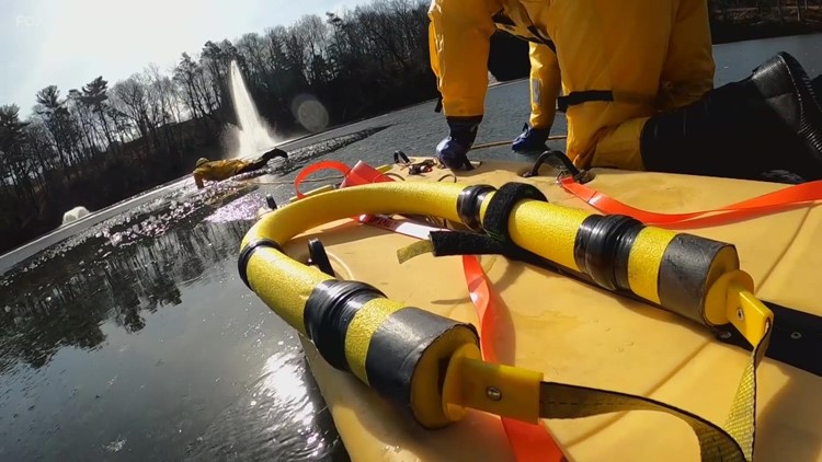 Manchester firefighters practice life-saving measures on ice