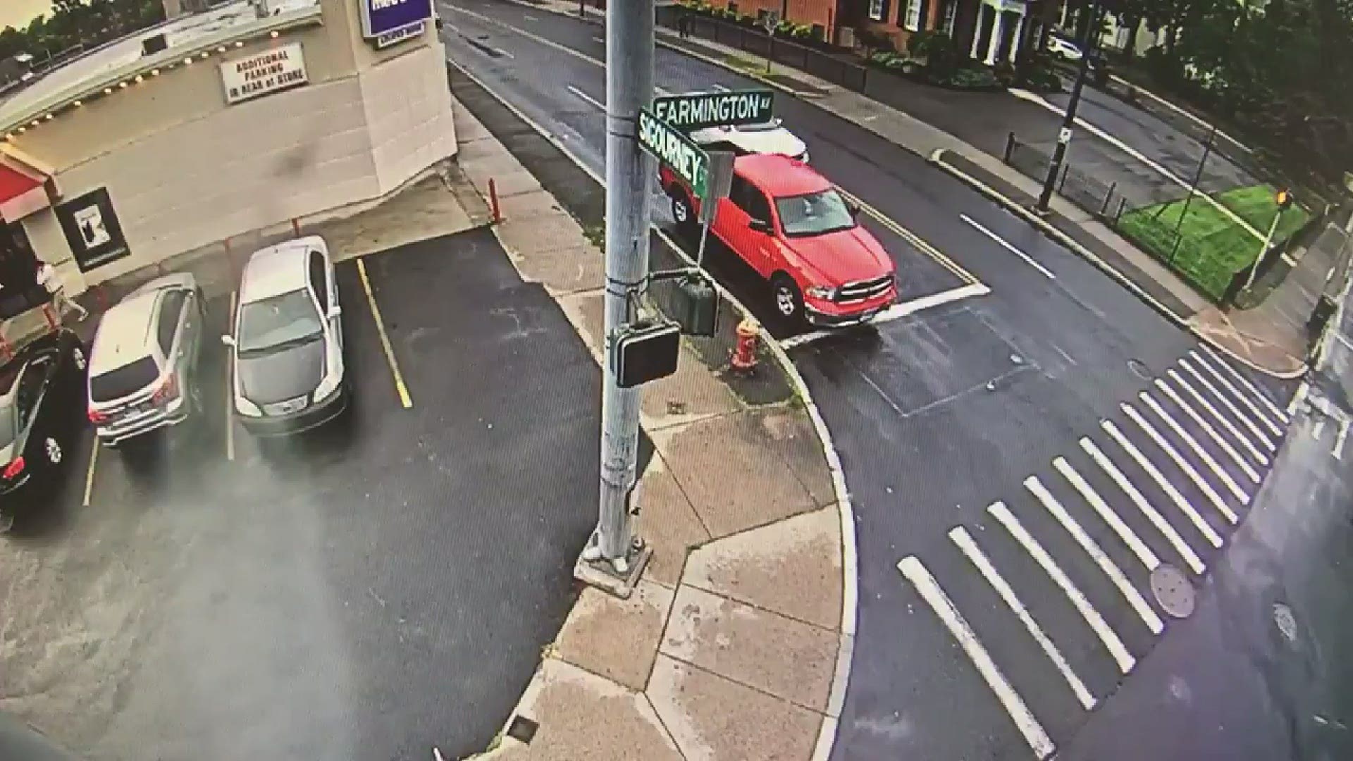 Police are searching for the people who ran from a stolen car crash in Hartford Monday.