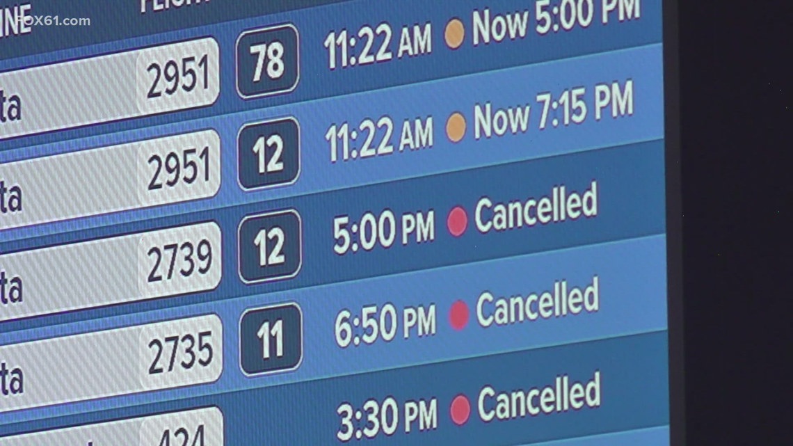 65% of arrivals and departures from Bradley International Airport canceled Monday
