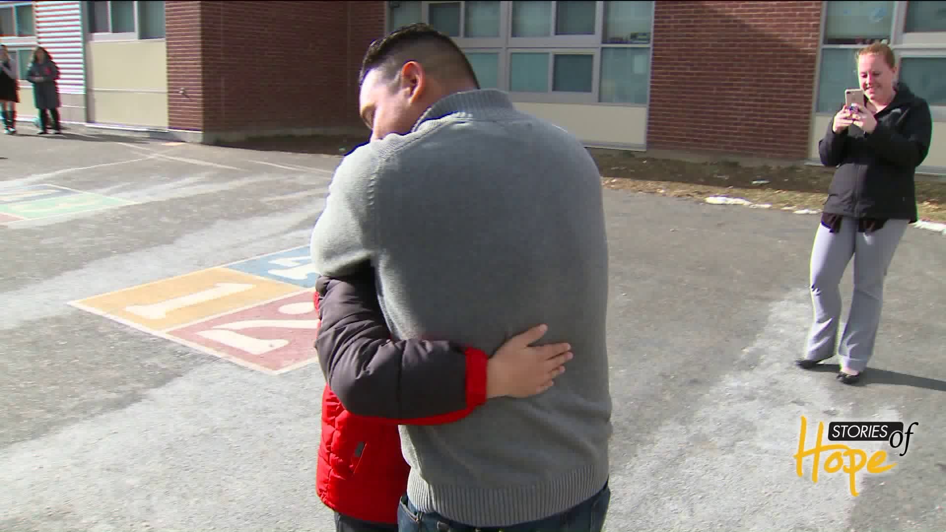 The Perfect Christmas gift: Soldier returns home to suprise son in New Britain