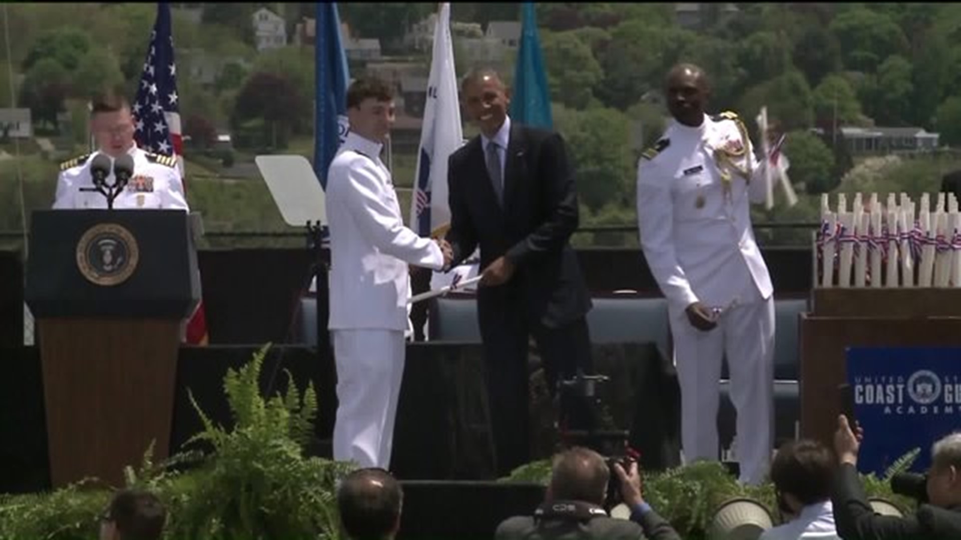 President Obama speaks at Coast Guard Academy graduation