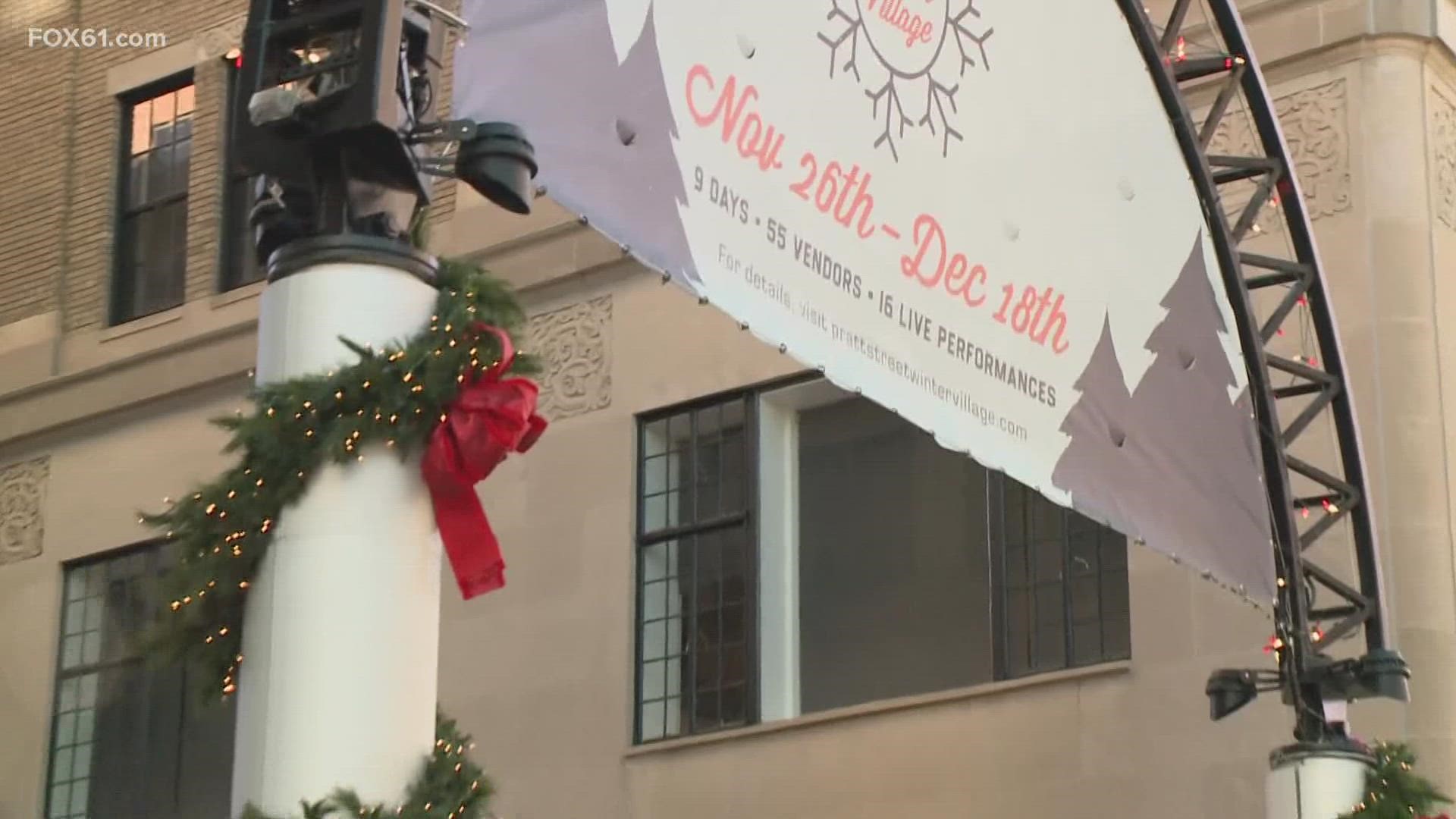 An all-new outdoor holiday market opened Saturday morning on Pratt Street in Hartford just in time to shop locally for any gifts this season.