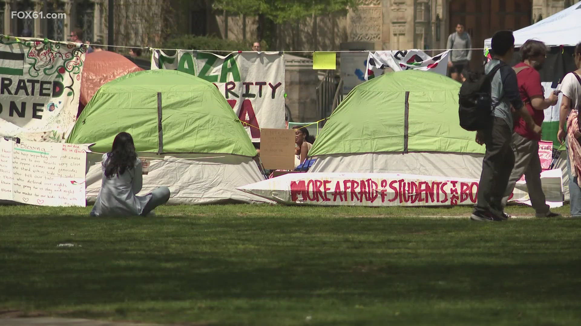 The pro-Palestinian protests on Yale's campus evolved once again over the weekend, as students put up tents and created an encampment.