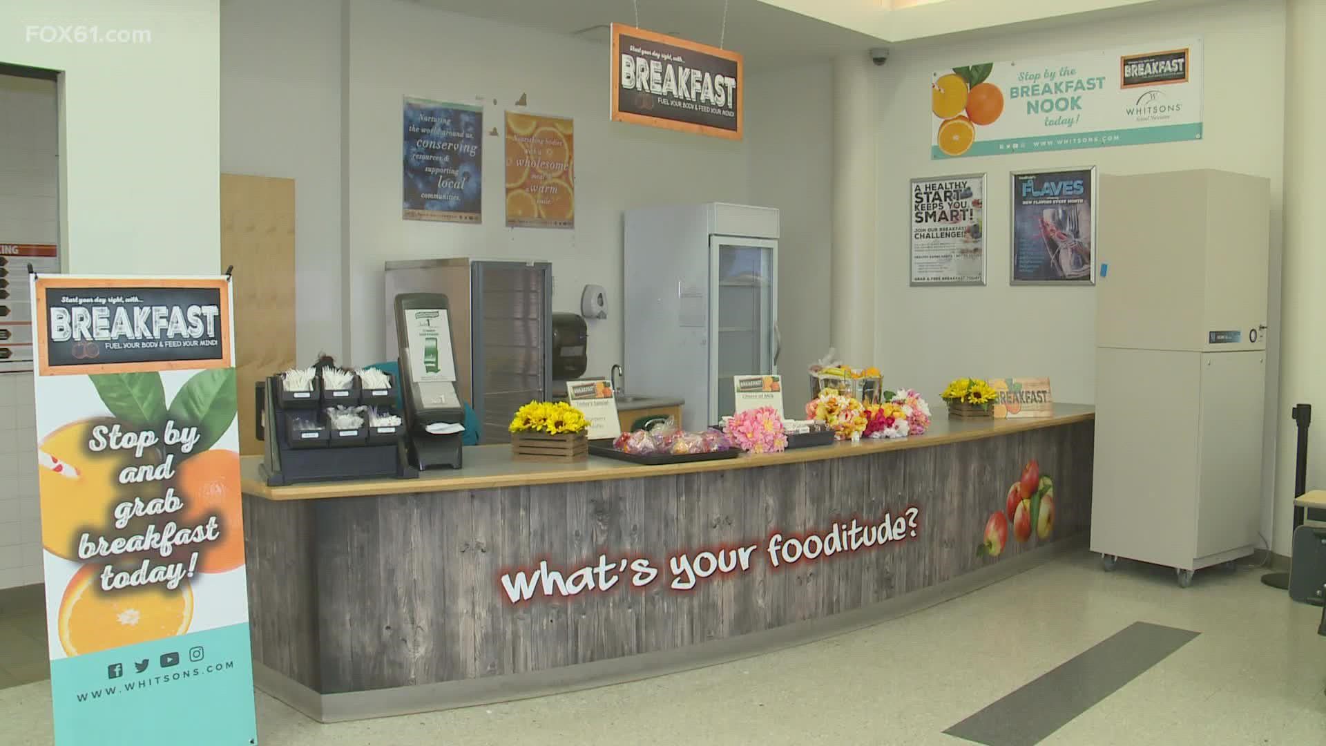 The Breakfast Nook was created so that the first thing students are greeted by when they get to school is a nice grab-and-go meal.