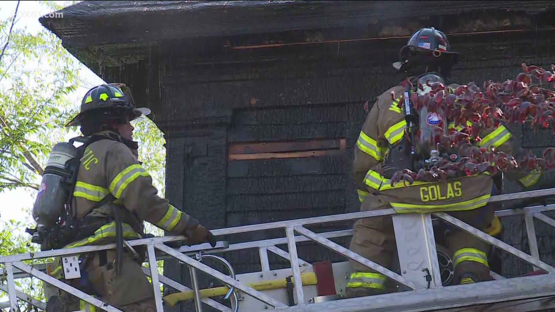 A fire broke out at a home on Trumbull Highway Saturday morning.
