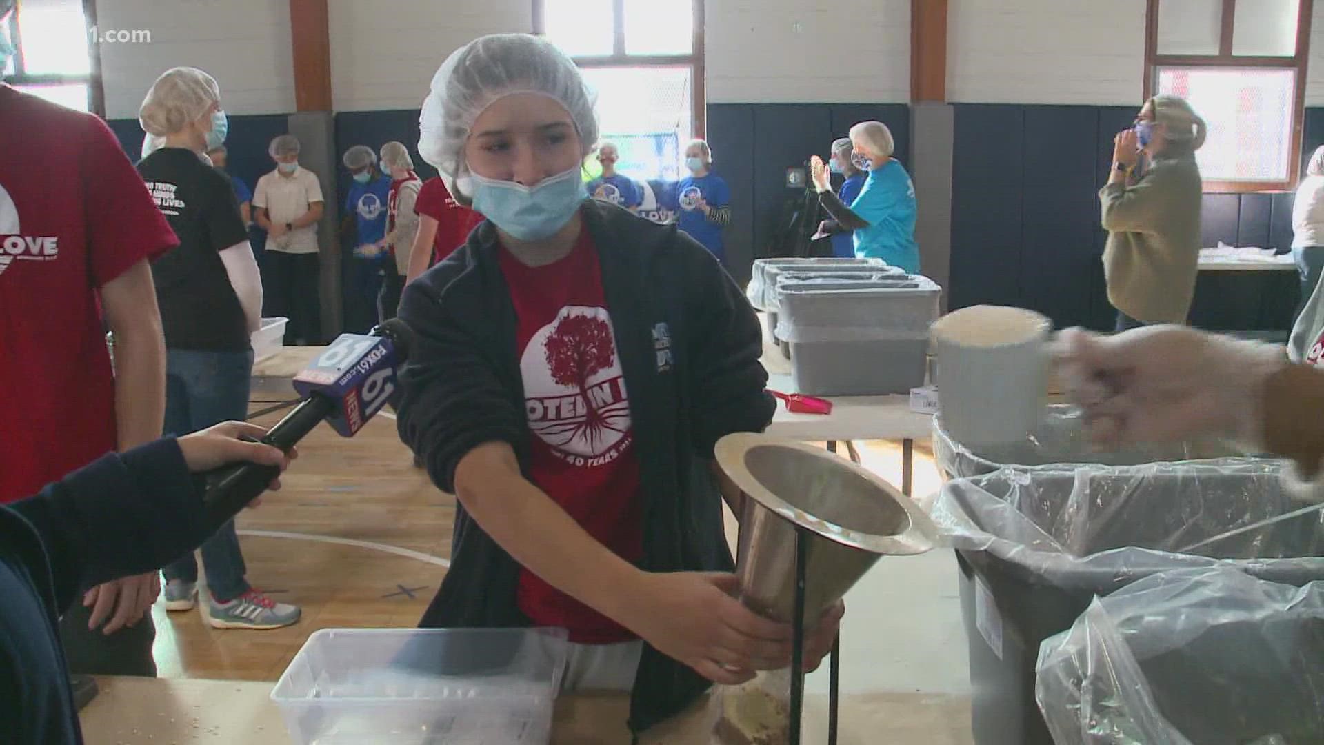 Students at The Cornerstone Christian School spent the day prepping the meals