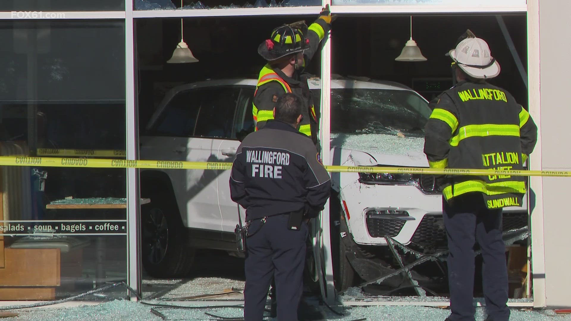 The car went straight through the store at 970 North Colony Road.