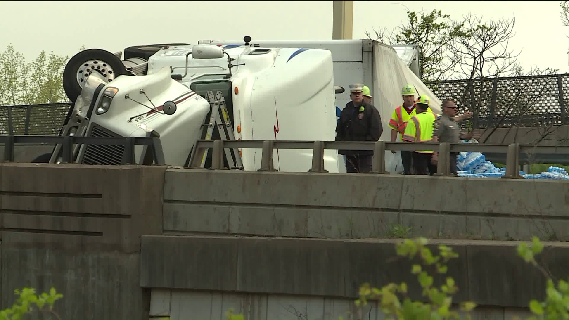 Truck accident causes major traffic tie up