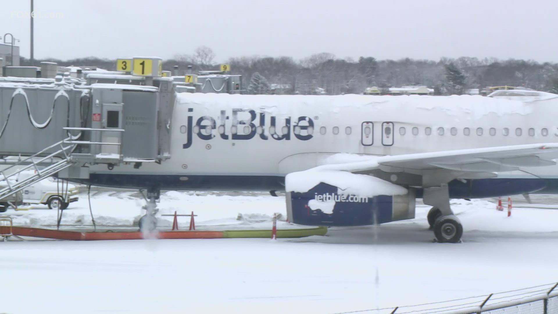 12% of flights at Bradley were impacted Friday. Regionally, snow impacted more than 2,400 flights across the Northeast