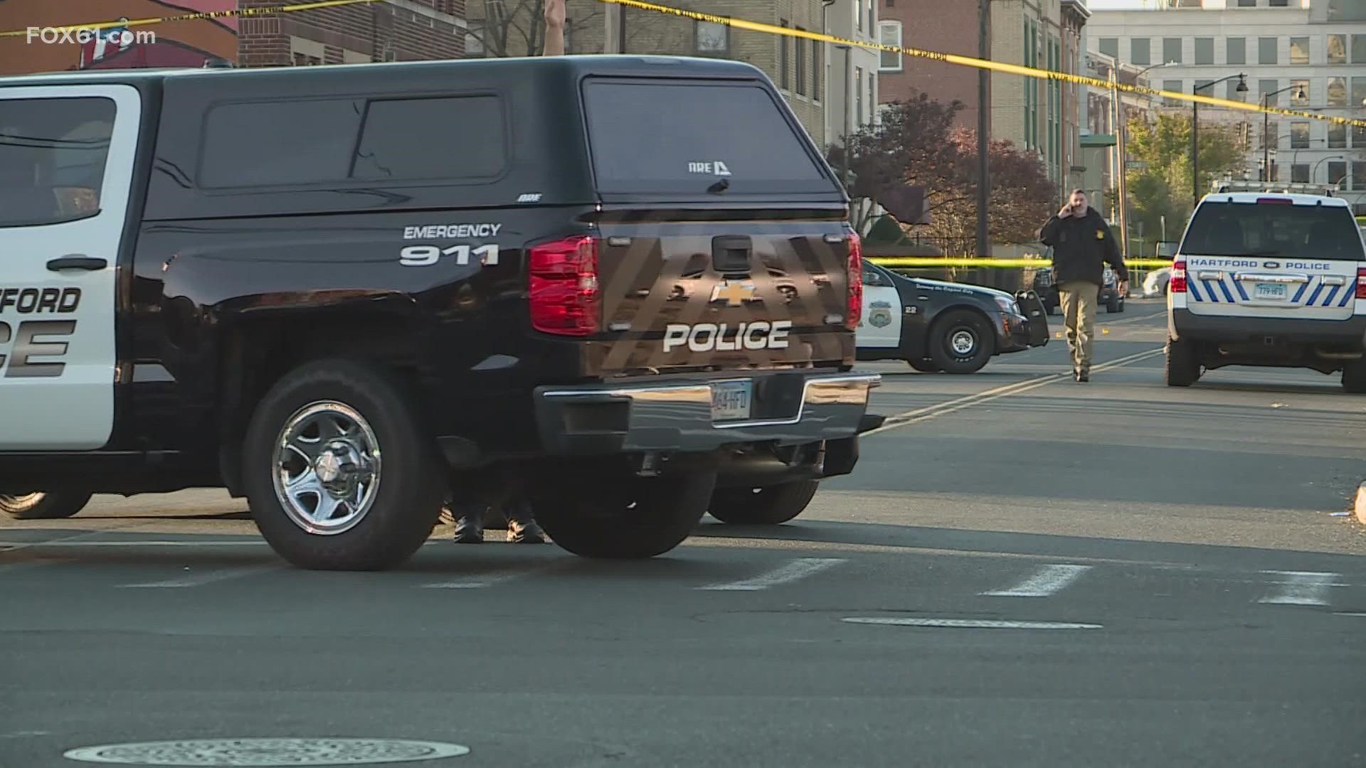 Two people are injured after a double shooting in Hartford on Tuesday.