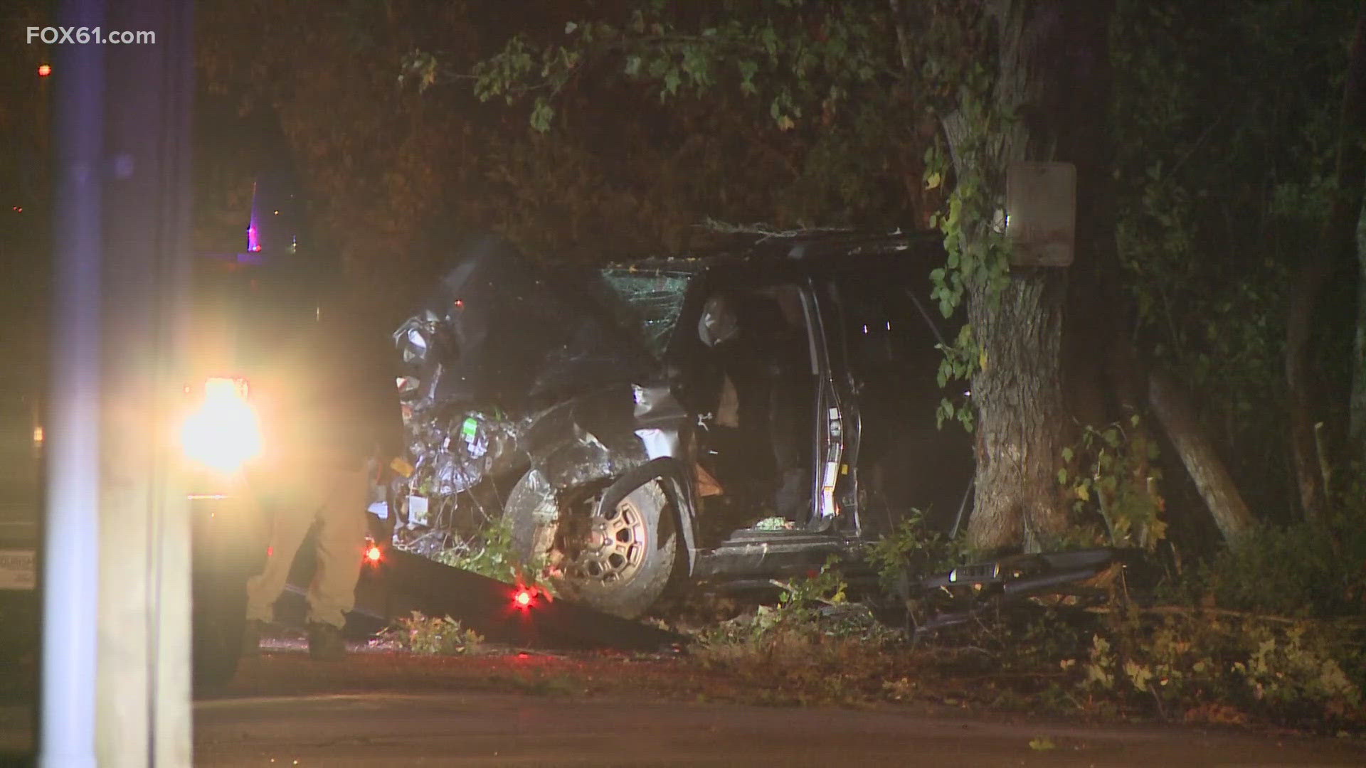 Groton police said the four people inside the SUV had to be extricated from the vehicle.