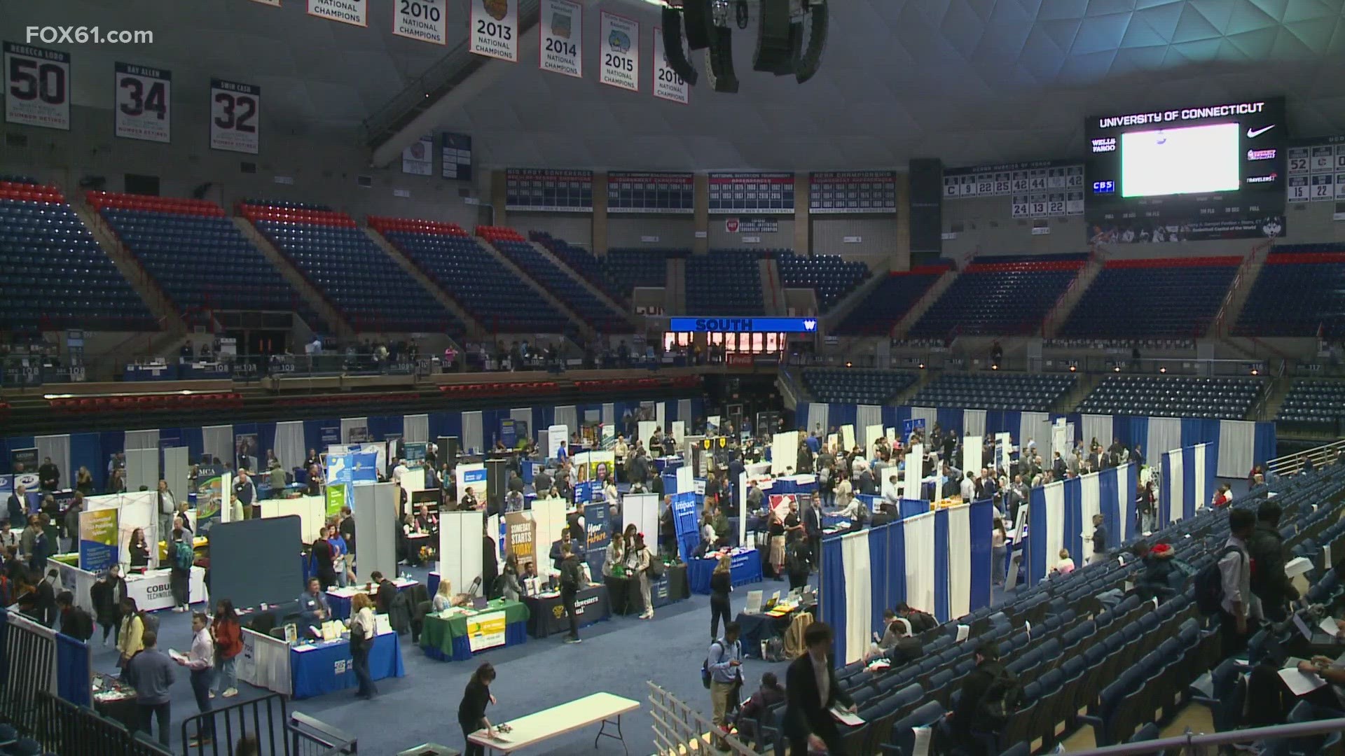 10,000 fans in Gampel Pavilion will be watching the men's basketball team on Saturday take on Miami in Houston.