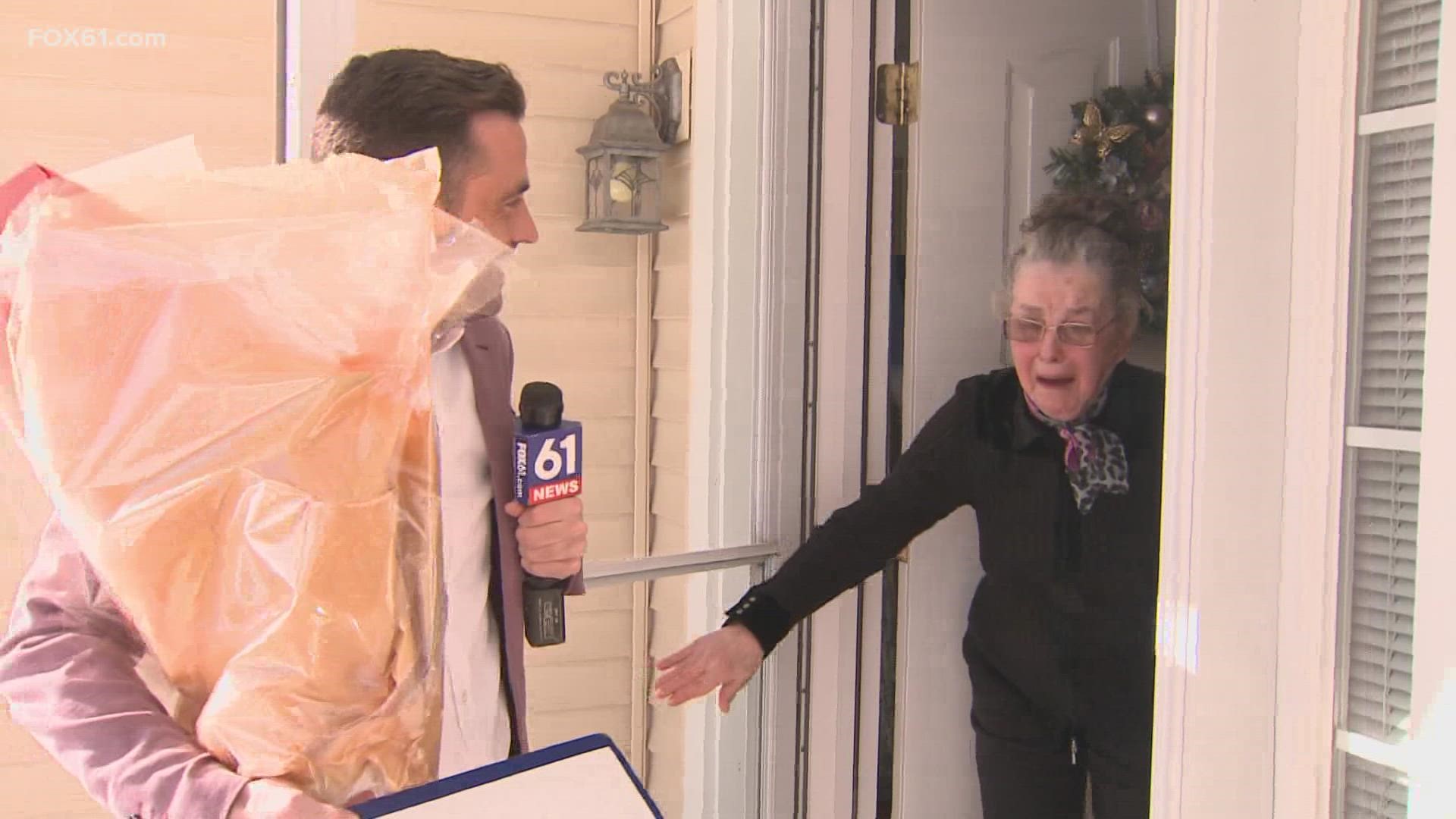 FOX61 surprised a Griswold woman on Monday morning with a beautiful bouquet of flowers, donated by a local florist.
