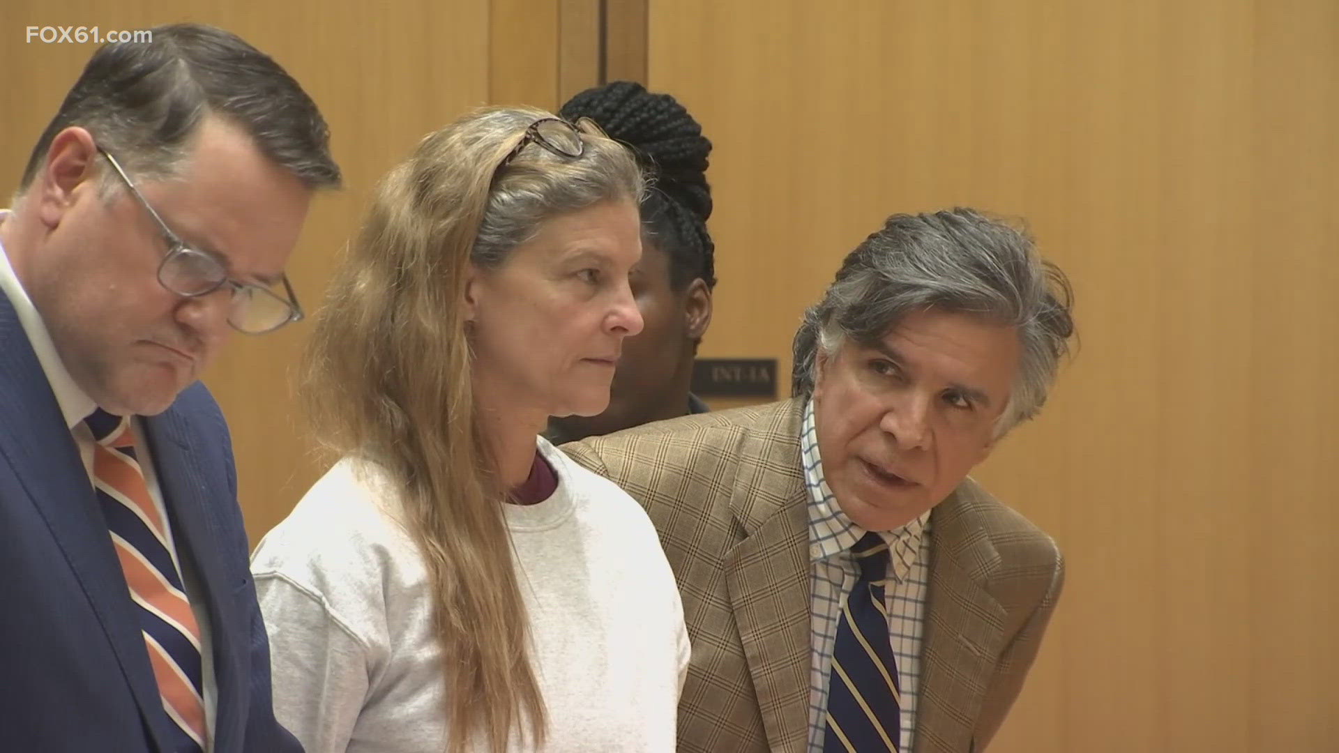 Michelle Troconis was in a Stamford court room on Wednesday. She pleaded not guilty to a contempt charge she received during her seven-week trail earlier this year.