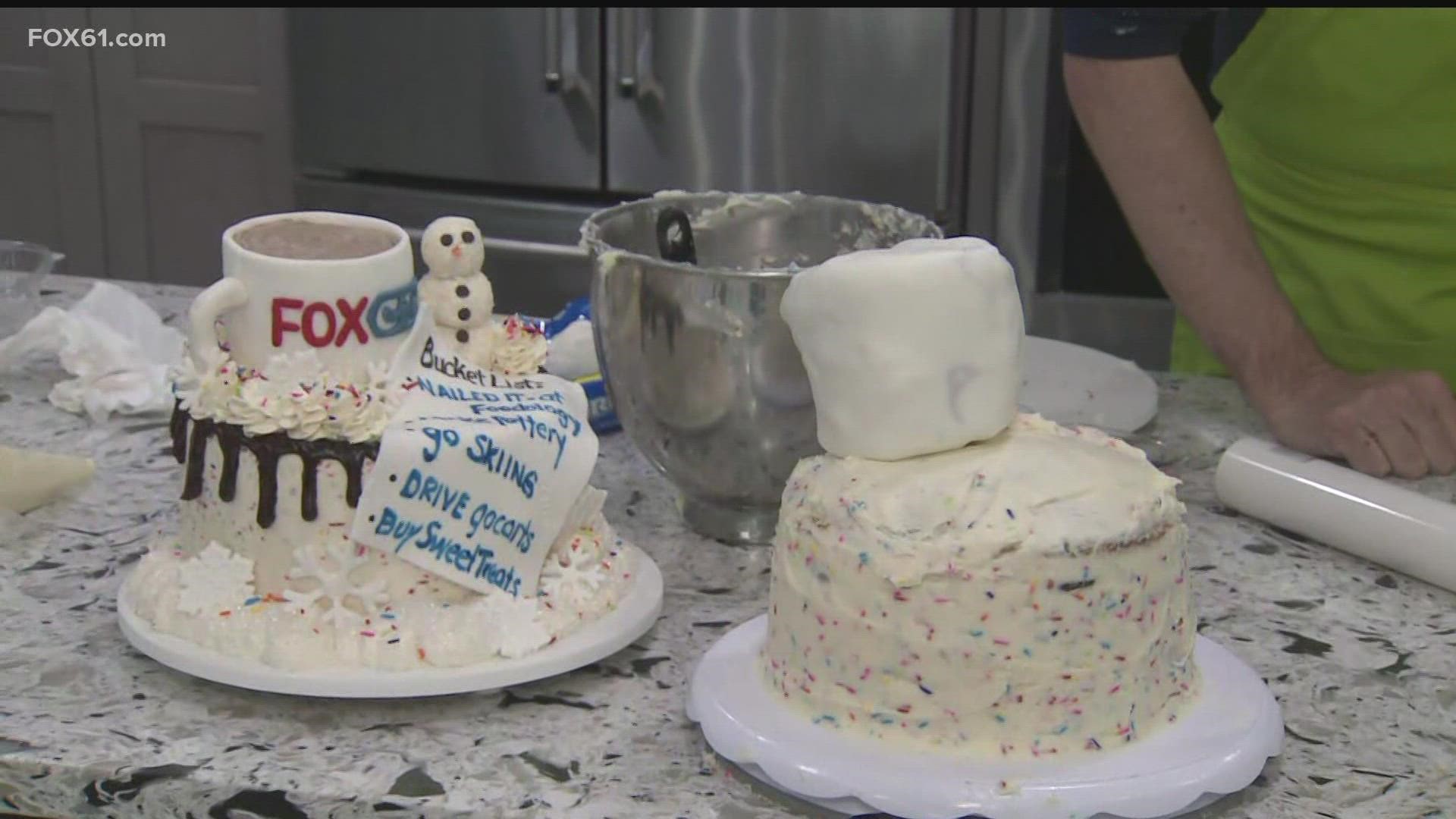 Keith McGilvery and Rachel Piscitelli race to see who can make the most delicious winter-themed cake!