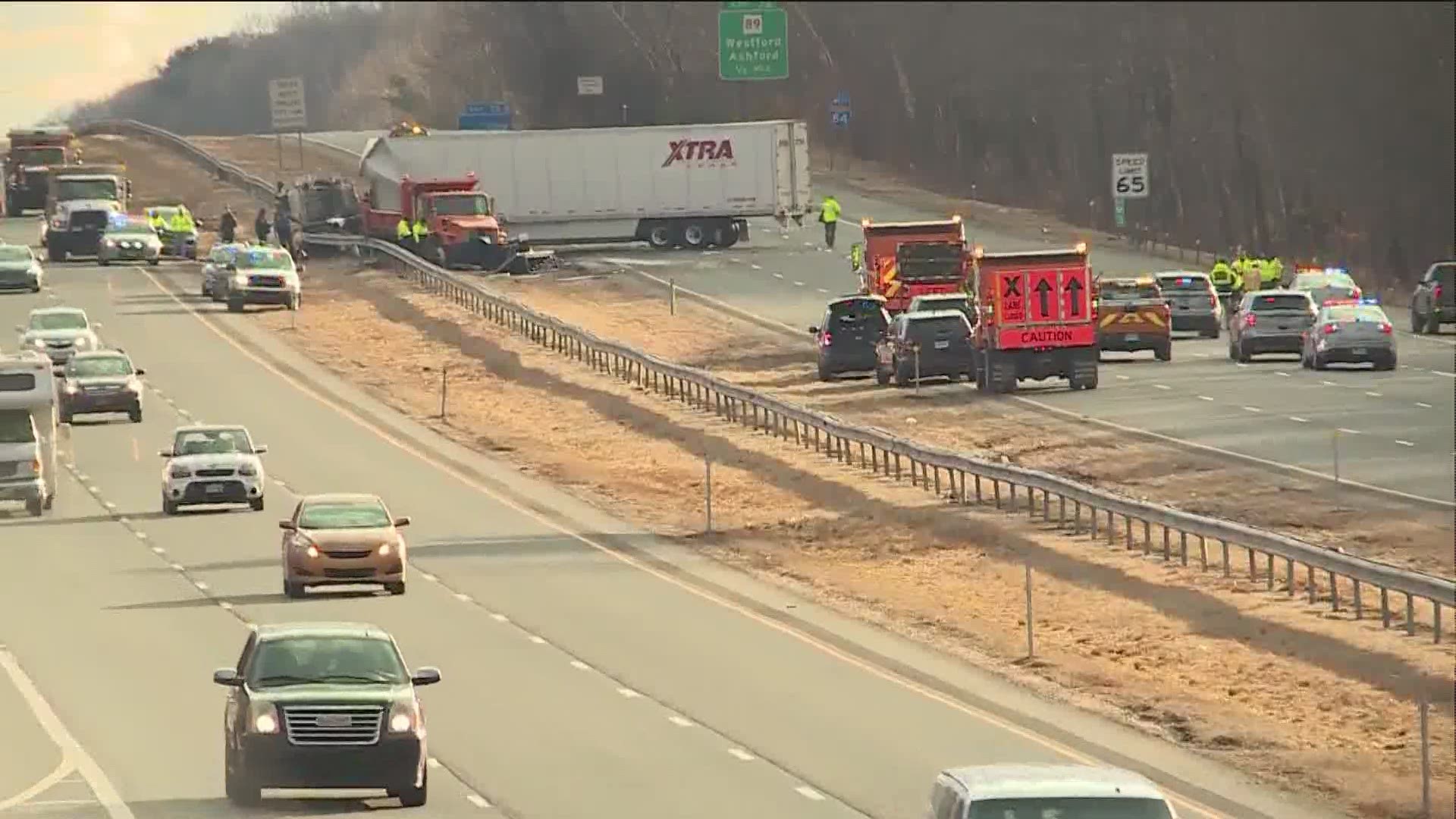 Tractor-trailer crashed into DOT truck