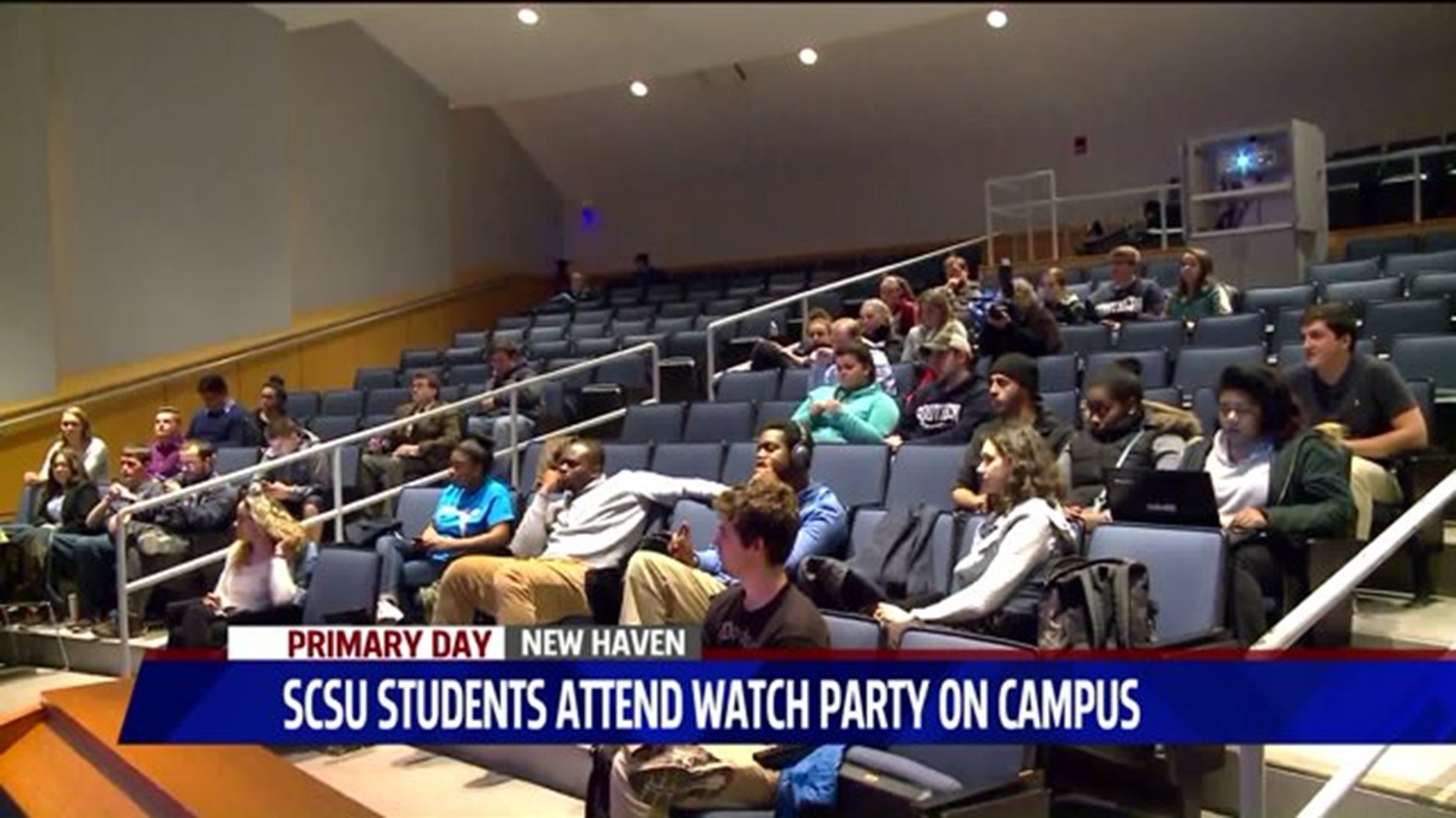 SCSU students enthusiastically watch primary results come in