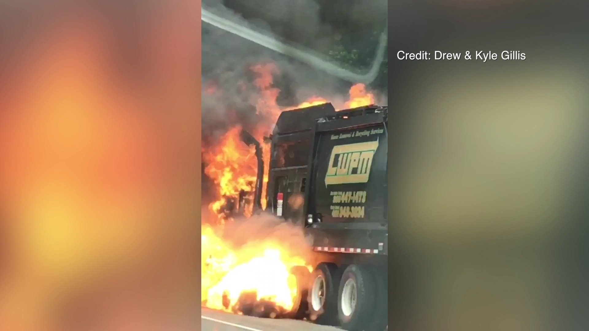 Route 9 garbage truck fire