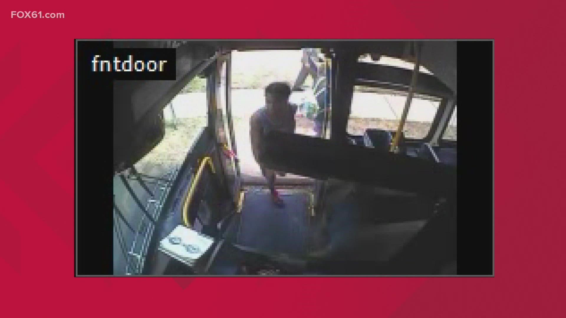 Newly released bus security footage from CTtransit shows the moments Richard LaPlante boarded before and after allegedly shooting a loss prevention officer.