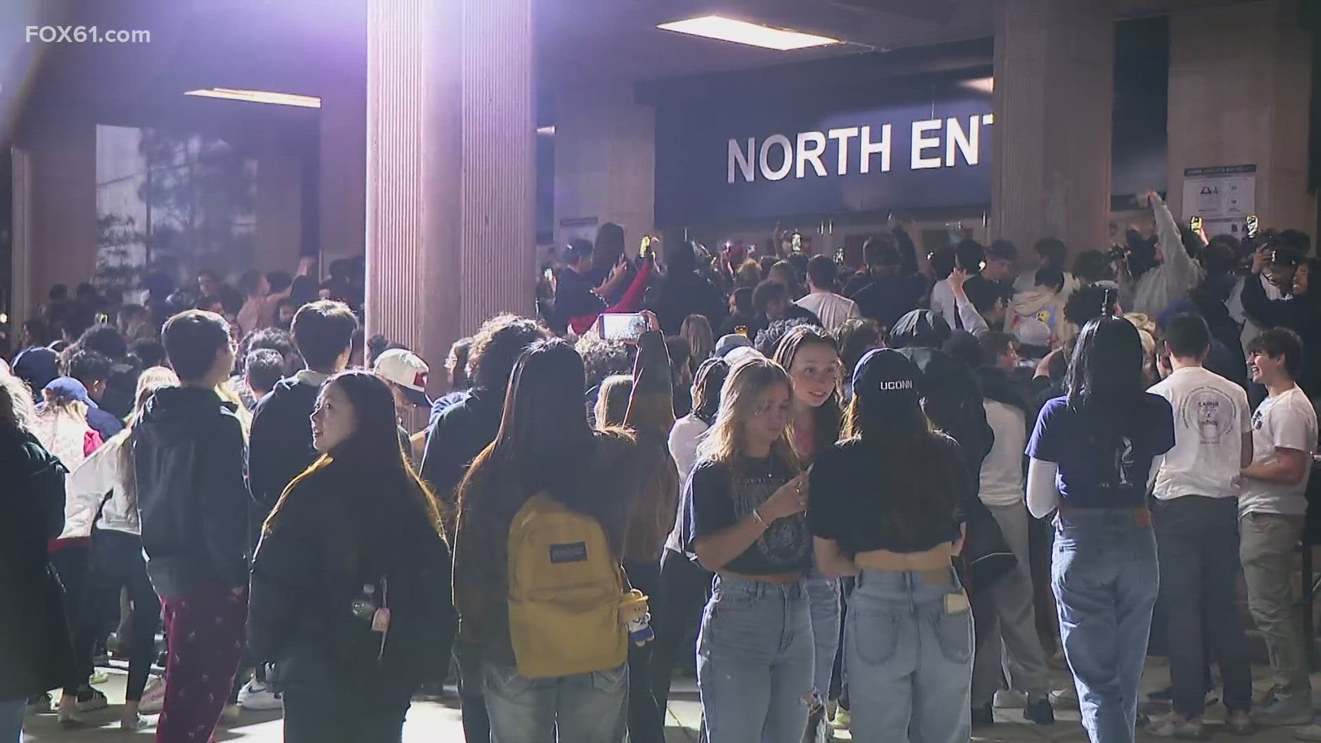 The Husky Hype for the national championship quickly turned to frustration for students as all Gampel entrances were shut just before tip-off.