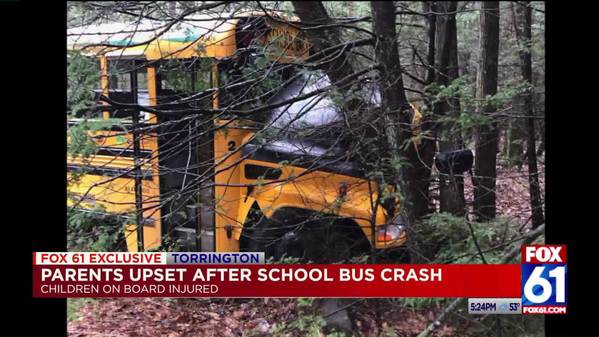 Parents upset after school bus crash