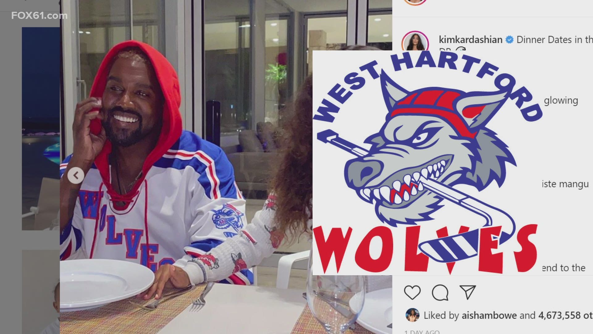 Kanye West was seen wearing a hockey jersey that looks like a West Hartford Wolves youth hockey jersey. it is not clear if it was or not.
