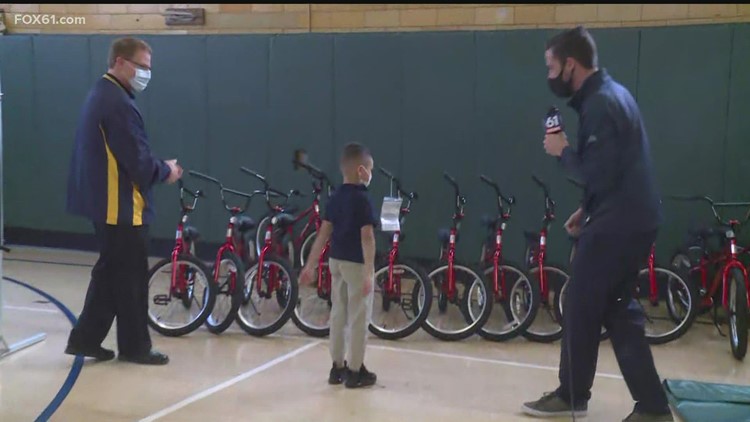First graders excited for new surprise bikes