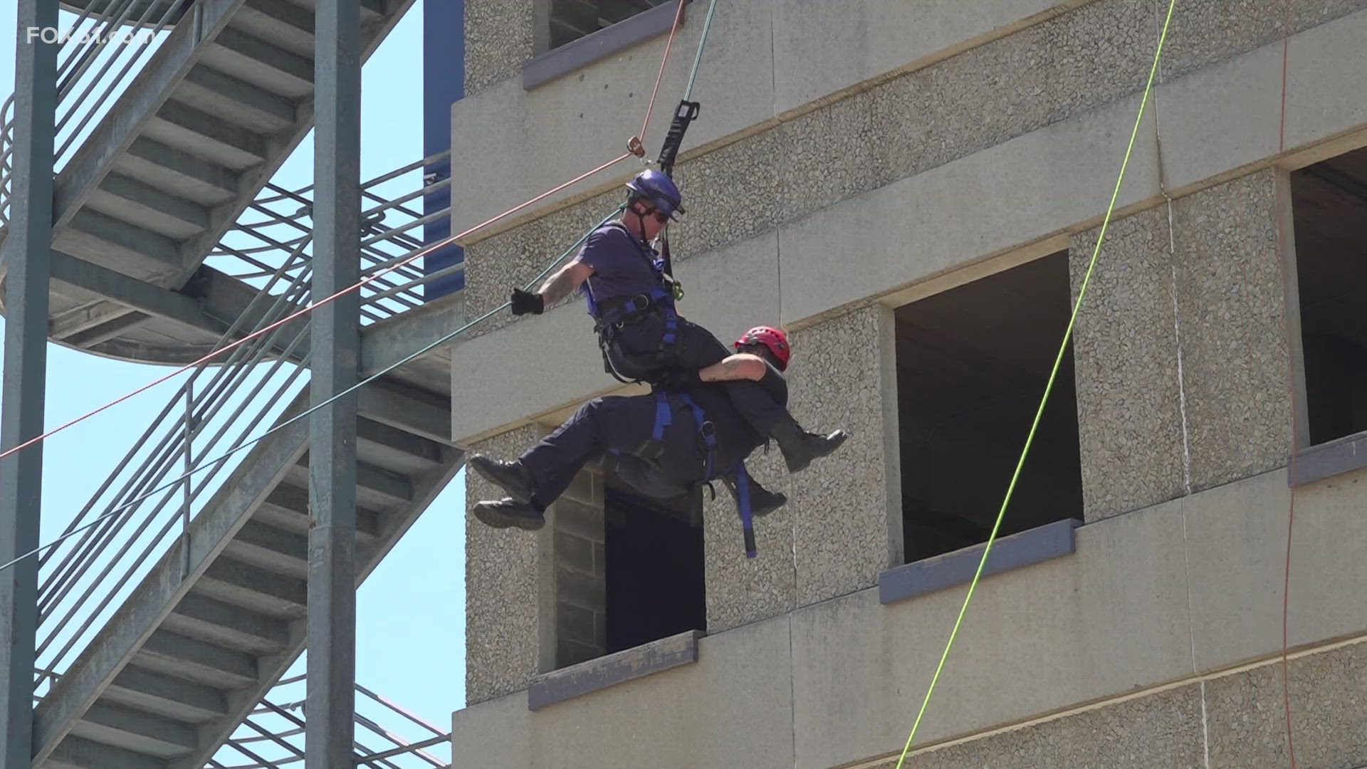 Connecticut firefighters learn technical rescue skills in a rope technician course at the Connecticut Fire Academy, preparing for high-risk situations.
