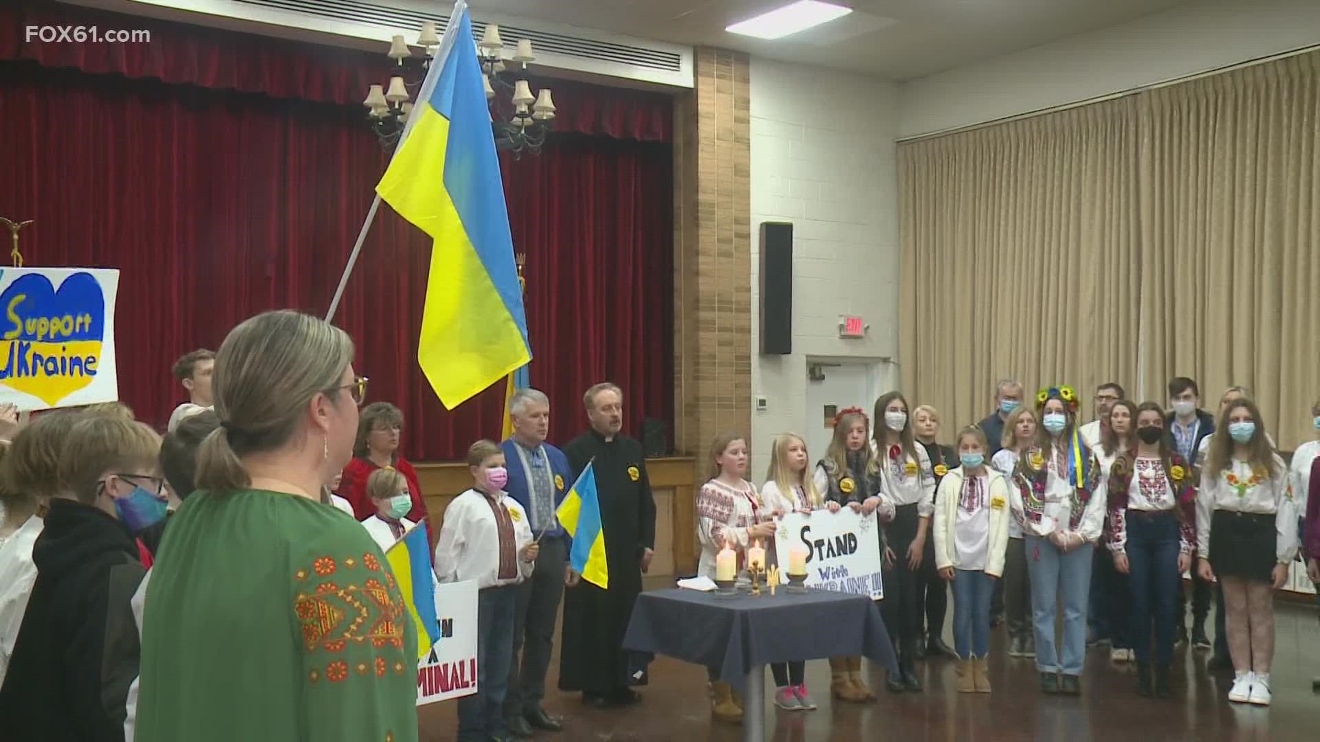 People of all ages came together at the Ukrainian National Home in Hartford in light of this week's events overseas.