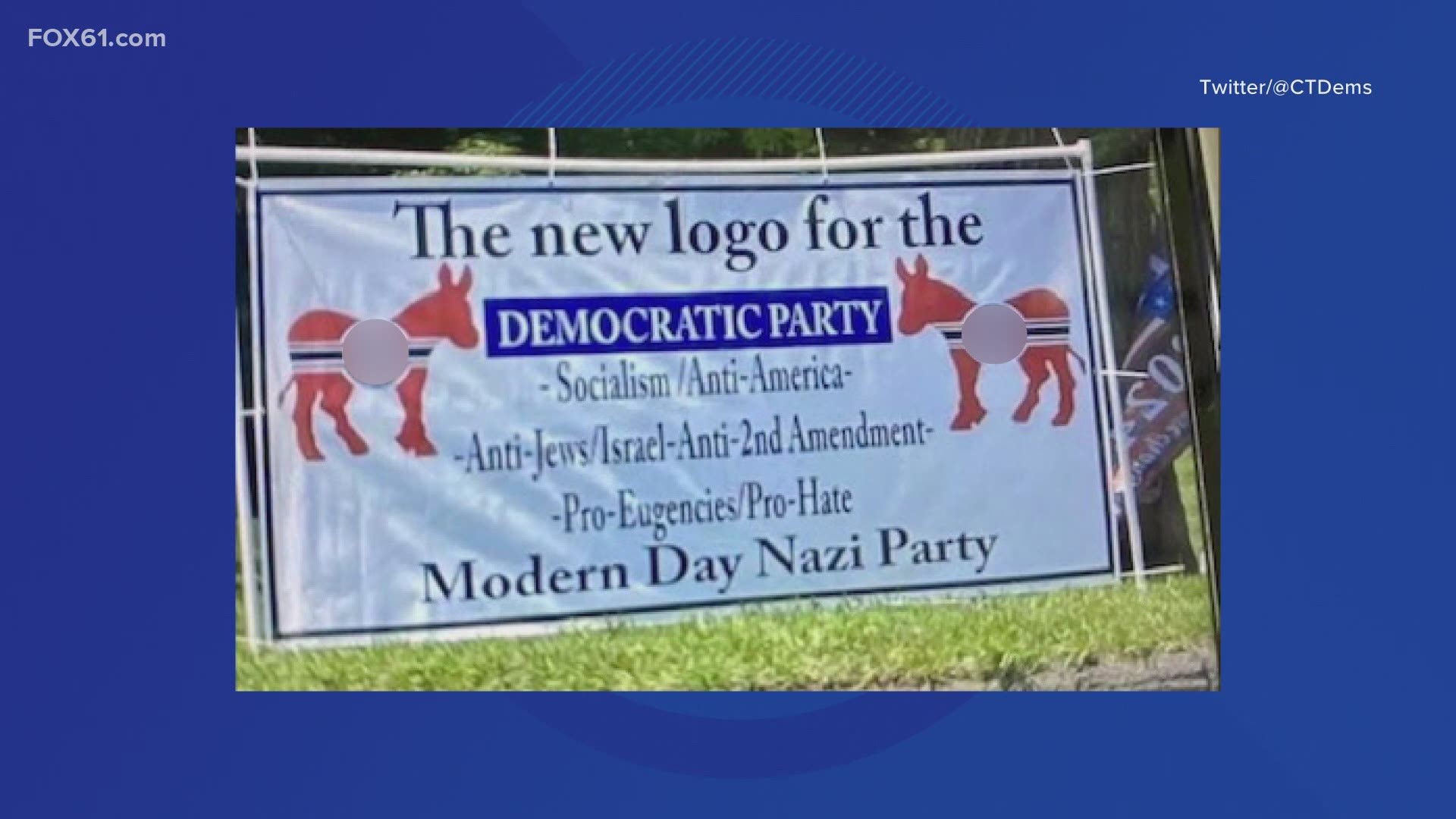 Local leaders with the Board of Selectmen denounced the sign, which they said was put up Saturday at Playhouse Corner, a well-known rally spot in town.